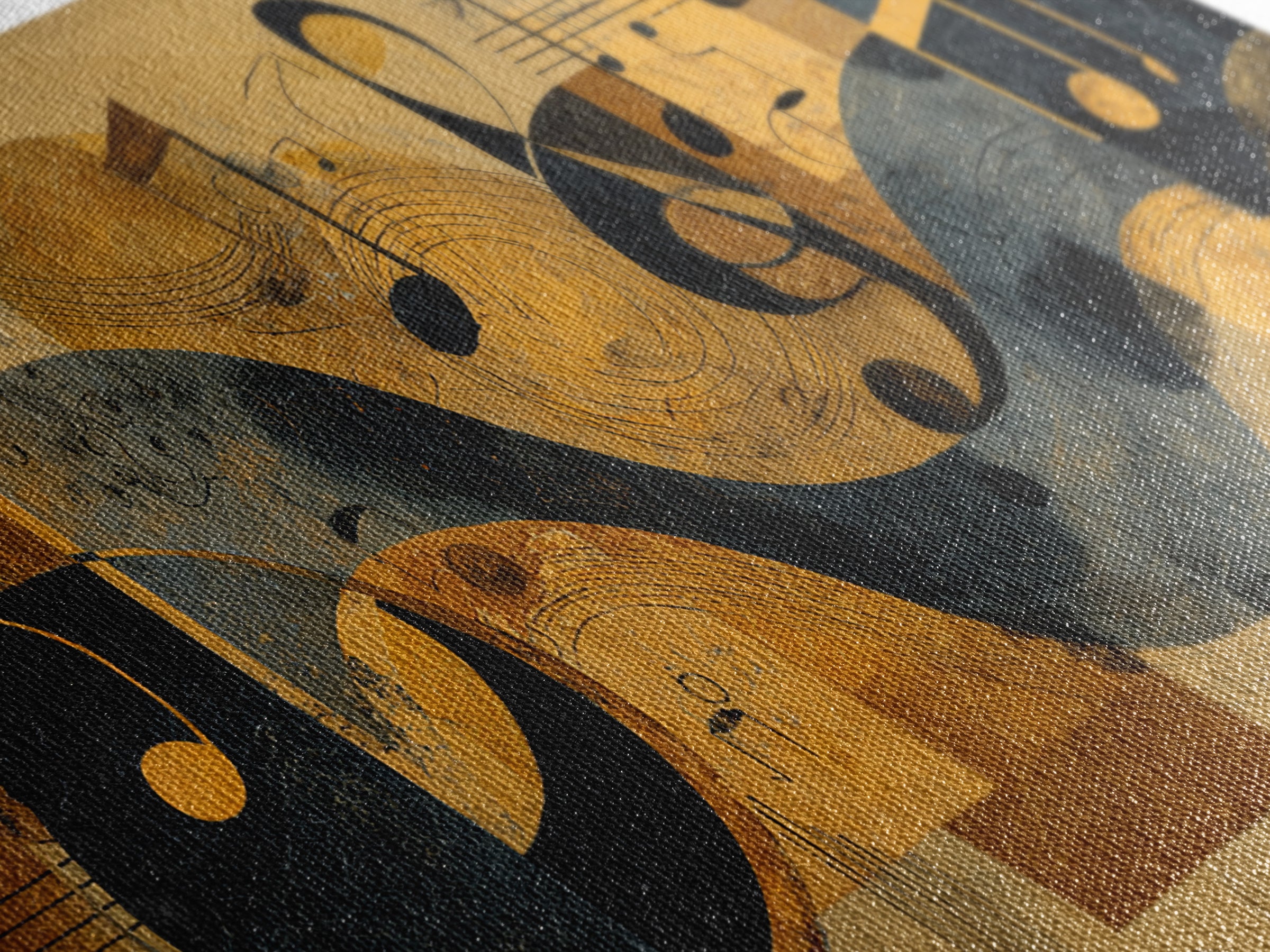 Musical Notes as Abstract Floating Shapes Without Canvas Print, Music Studio Art, Luxury Decor, Studio Decor, Rhythm, MSA-2x1-8