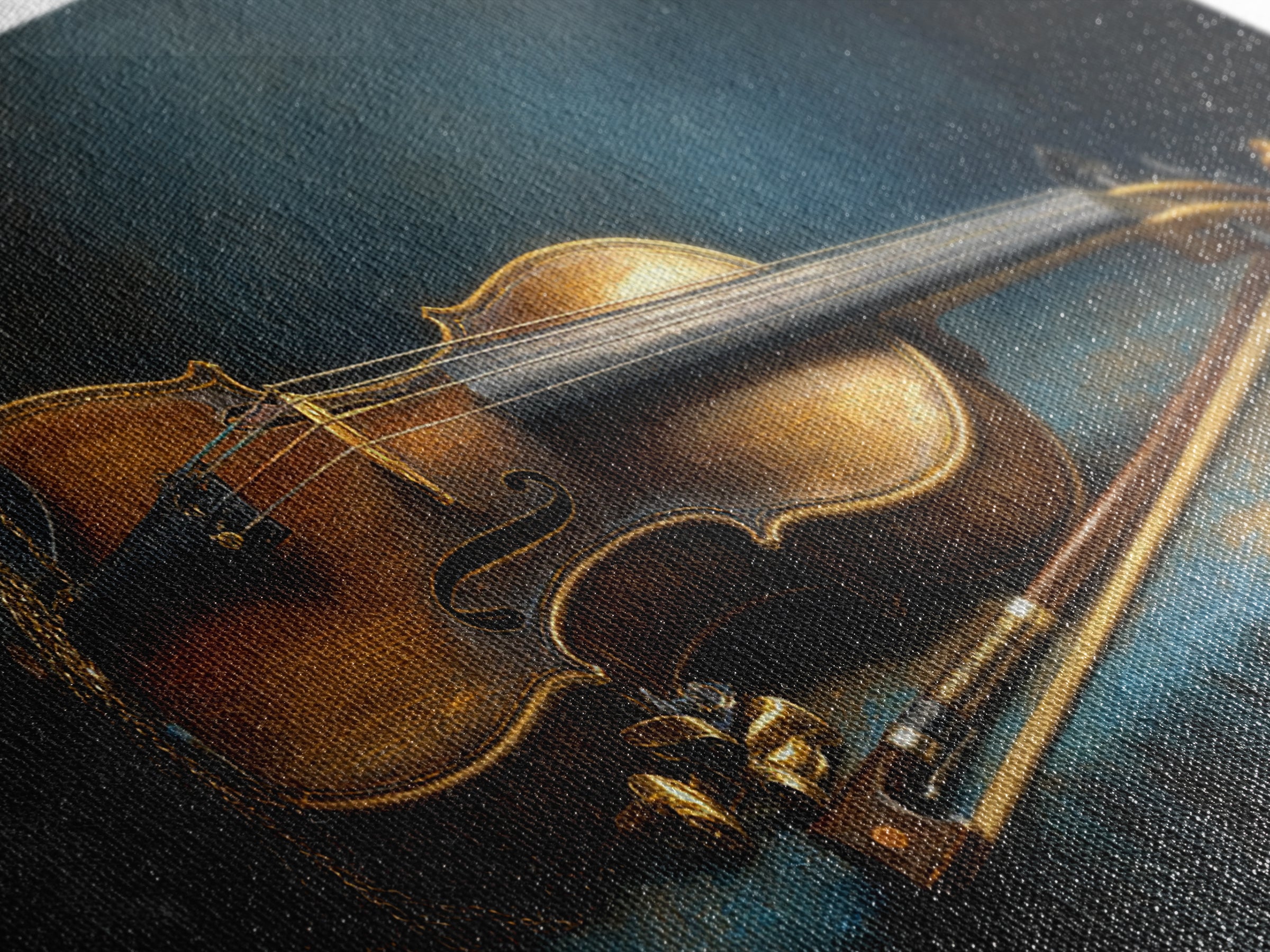 Violin and Bow Framed Canvas Print, Music Studio Art, Music Posters, Studio Decor, Fine Art, Rhythm, Music Lover, Gallery Decor, MSA-2x1-84