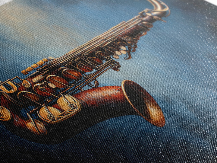 Jazz Saxophone with Smoky Blue Background Canvas Print, Music Studio Art, Music, Studio Decor, Rhythm, Digital Download Art, MSA-2x1-94