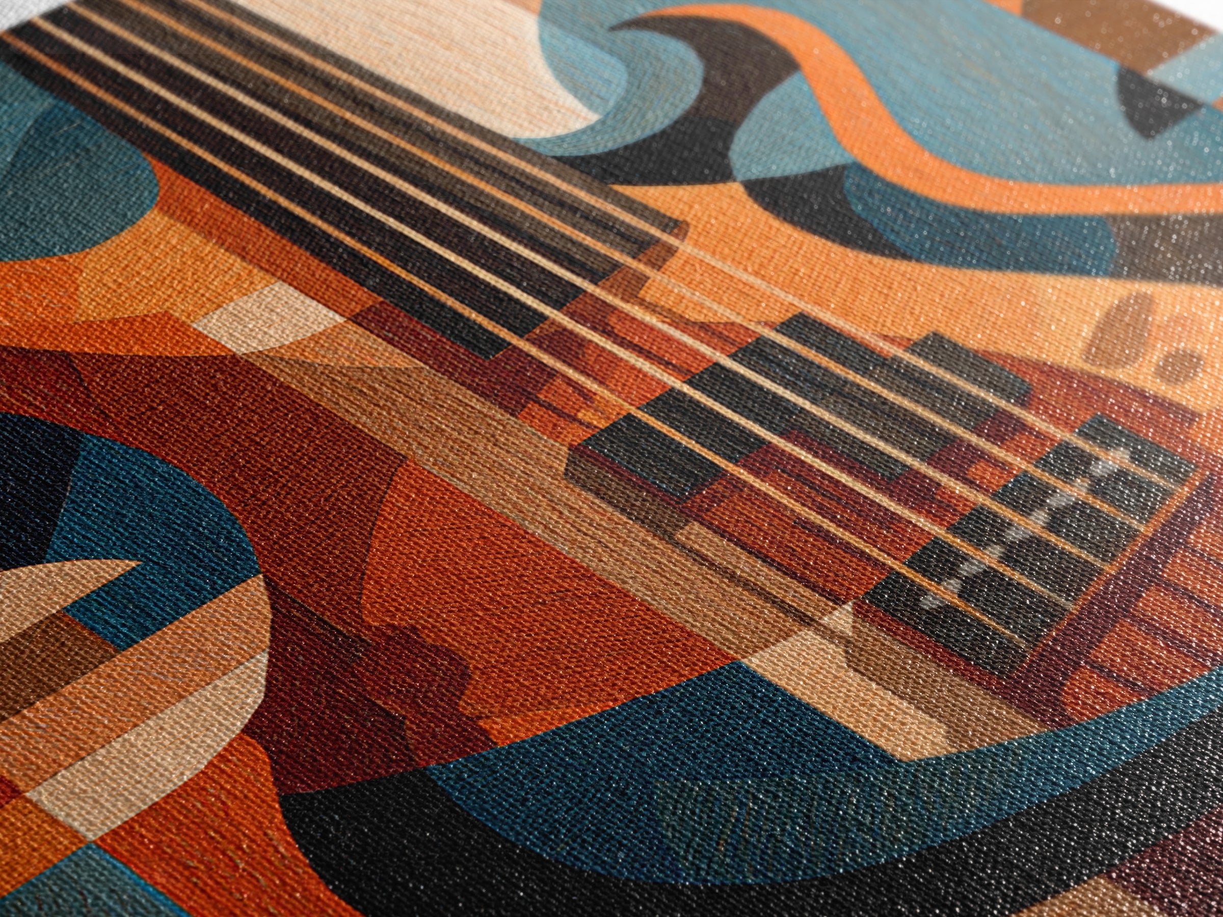 Bass Guitar Closeup Framed Canvas Print, Music Studio Art, Contemporary Art, Studio Decor, Oil Painting, Rhythm, Music Poster, MSA-2x3-21