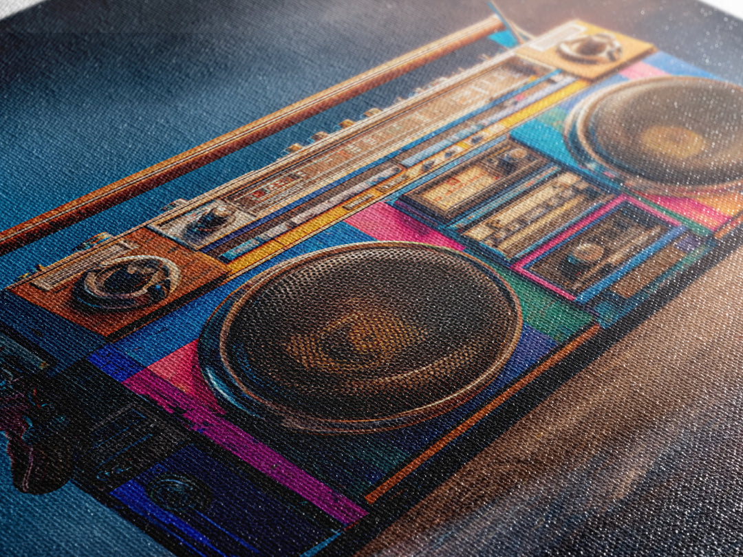 Hip Hop Boombox Framed Canvas Print, Music Studio Art, Wall Art, Studio Decor, Rhythm, Trendy Wall Art, Music Wall Art, MSA-2x3-25