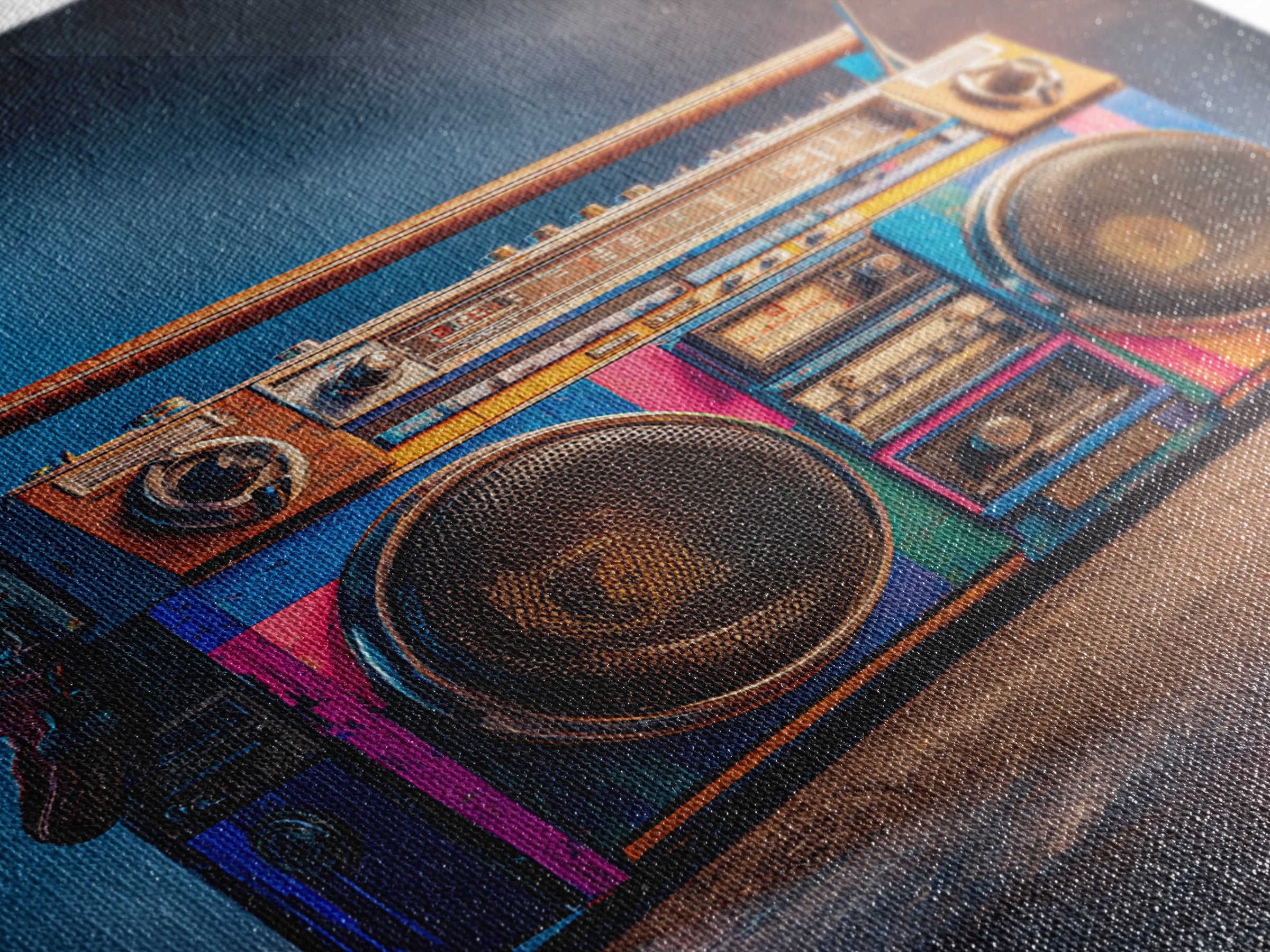 Hip Hop Boombox Framed Canvas Print, Music Studio Art, Wall Art, Studio Decor, Rhythm, Trendy Wall Art, Music Wall Art, MSA-2x3-25