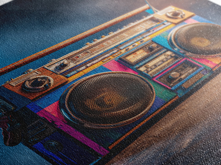 Hip Hop Boombox Framed Canvas Print, Music Studio Art, Wall Art, Studio Decor, Rhythm, Trendy Wall Art, Music Wall Art, MSA-2x3-25