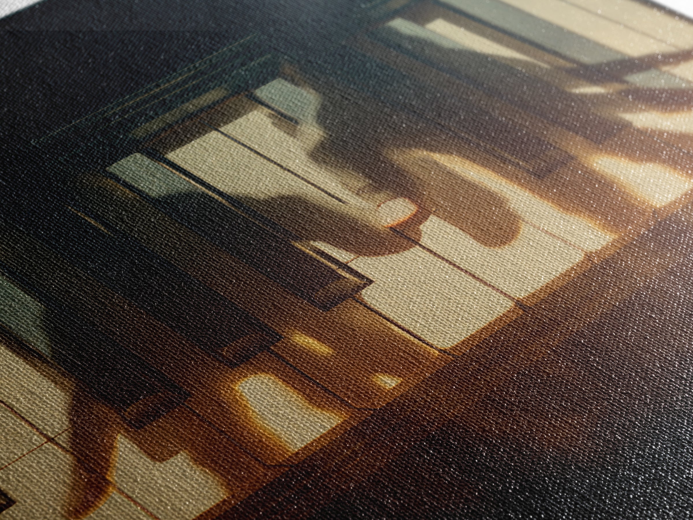 Piano Keys with Hands in Cinematic Shadow Framed Canvas Print, Music Studio Art, Music, Studio Decor, Fine Art, Rhythm, MSA-2x3-37