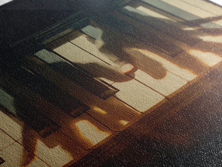 Piano Keys with Hands in Cinematic Shadow Framed Canvas Print, Music Studio Art, Music, Studio Decor, Fine Art, Rhythm, MSA-2x3-37