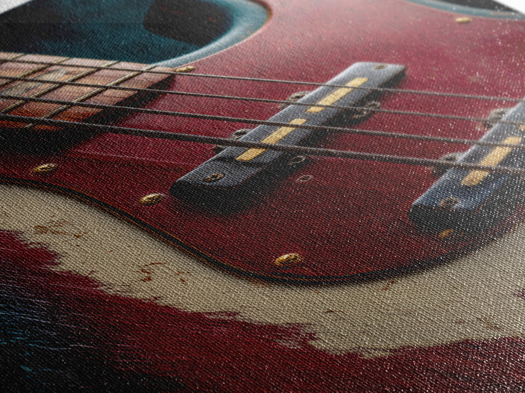 Bass Guitar Closeup Canvas Print, Music Studio Art, Metal Wall Art, Studio Decor, Rhythm, Music Posters, Watercolor Print, MSA-2x3-45