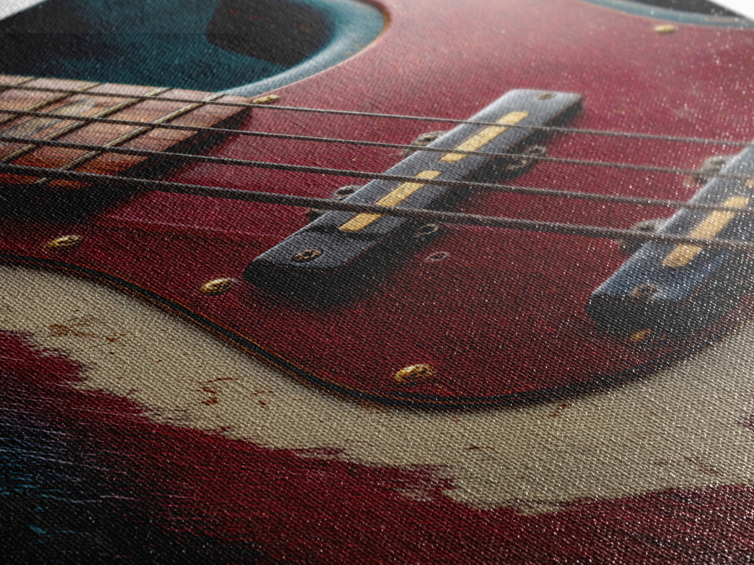 Bass Guitar Closeup Canvas Print, Music Studio Art, Metal Wall Art, Studio Decor, Rhythm, Music Posters, Watercolor Print, MSA-2x3-45