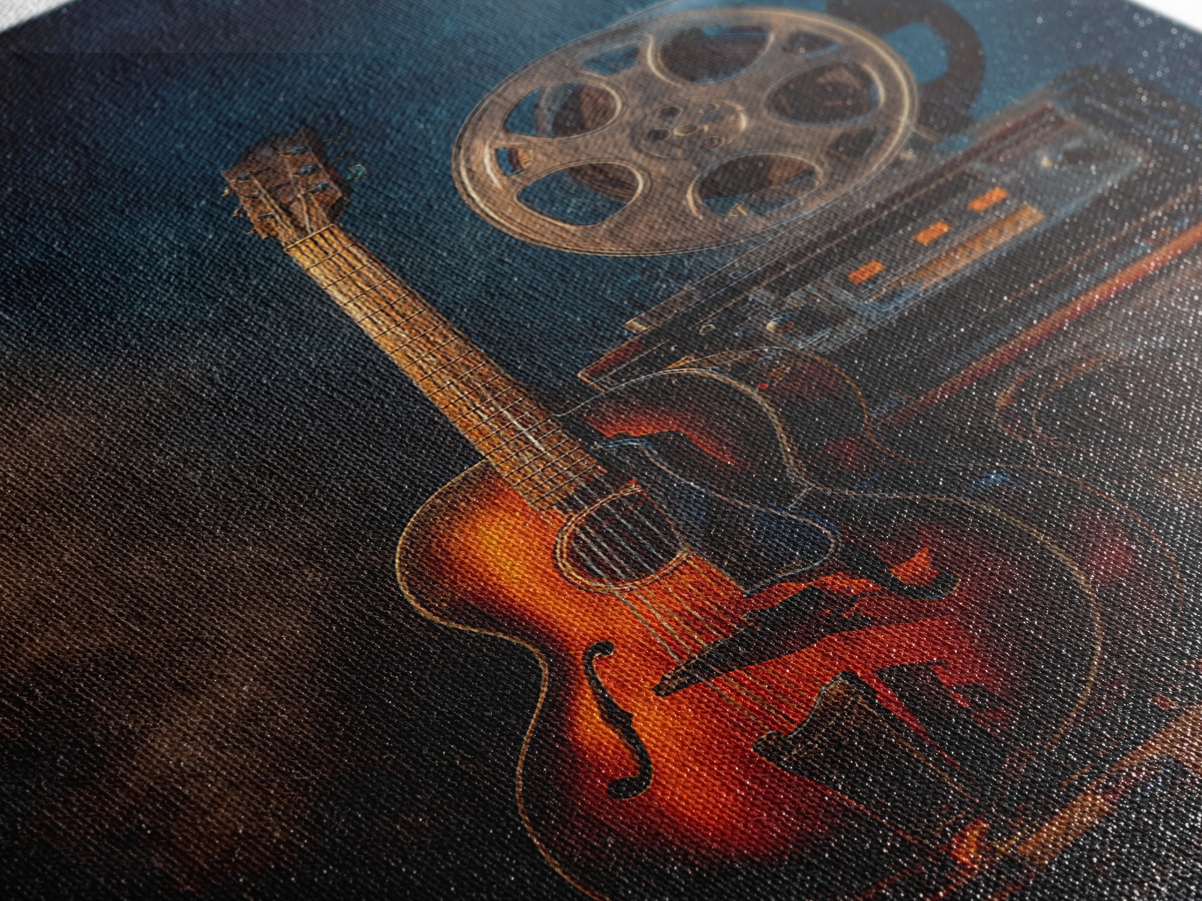 Recording Tape Reel Framed Canvas Print, Music Studio Art, Textured Painting, Studio Decor, Fine Art, Rhythm, Custom Painting, MSA-2x3-46