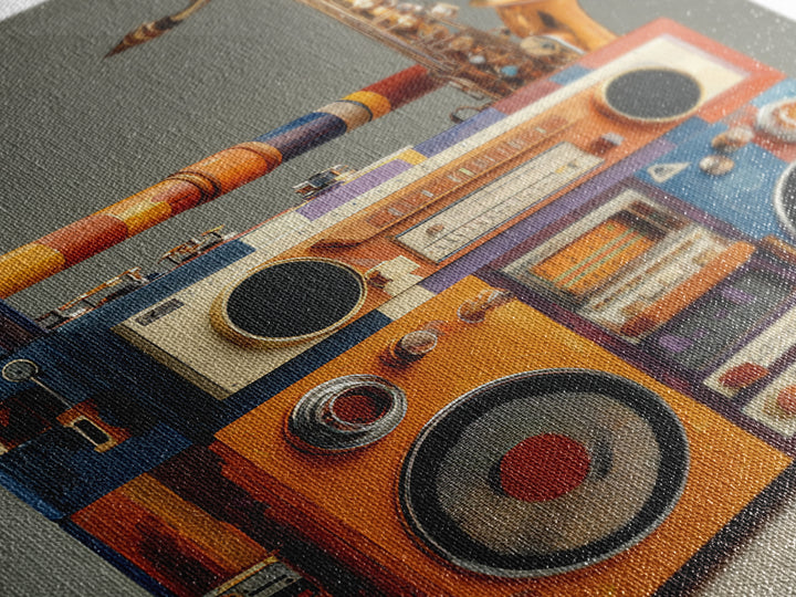 Hip Hop Boombox Canvas Print, Music Studio Art, Art Commission, Studio Decor, Rhythm, Watercolor Print, Commission Painting, MSA-2x3-49