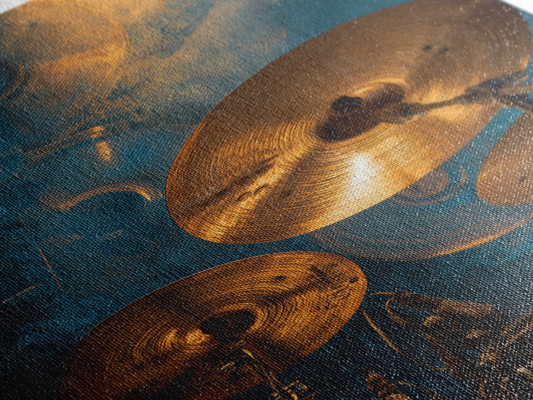 Gold Cymbal Closeup Framed Canvas Print, Music Studio Art, Neutral Decor, Studio Decor, Abstract Art, Rhythm, Wall Art, MSA-2x3-56