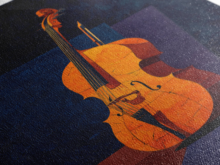 Cello Leaning Against Dark Velvet Backdrop Canvas Print, Music Studio Art, Modern Wall Art, Studio Decor, Fine Art, Rhythm, MSA-2x3-65