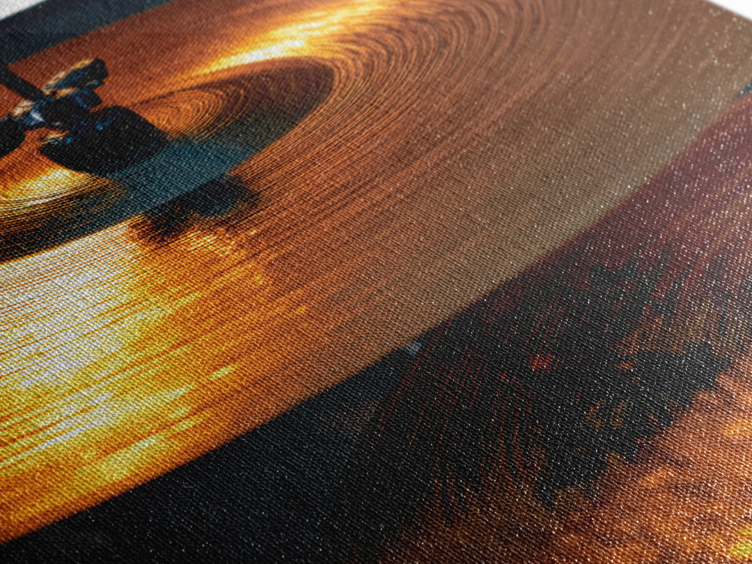 Gold Cymbal Closeup Framed Canvas Print, Music Studio Art, Music Art, Studio Decor, Oil Painting, Rhythm, Modern Decor, MSA-2x3-8