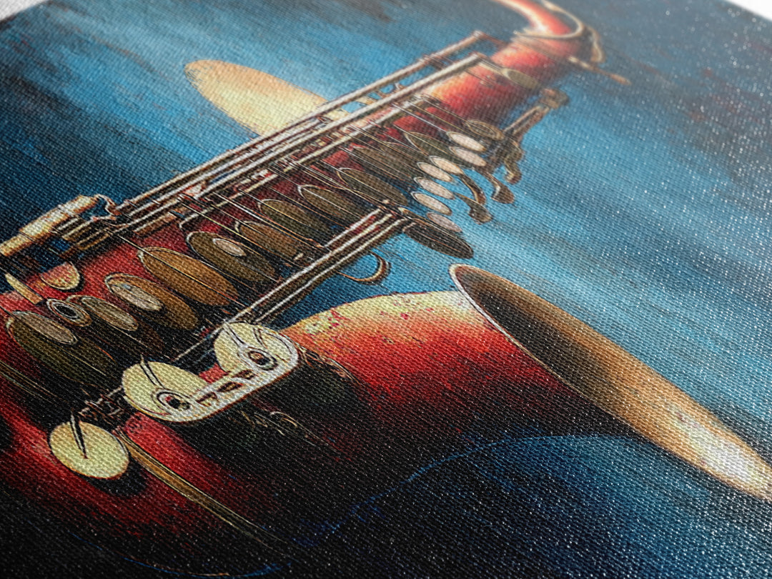 Jazz Saxophone with Smoky Blue Background Canvas Print, Music Studio Art, Wall Art Printable, Studio Decor, Fine Art, Rhythm, MSA-3x1-42