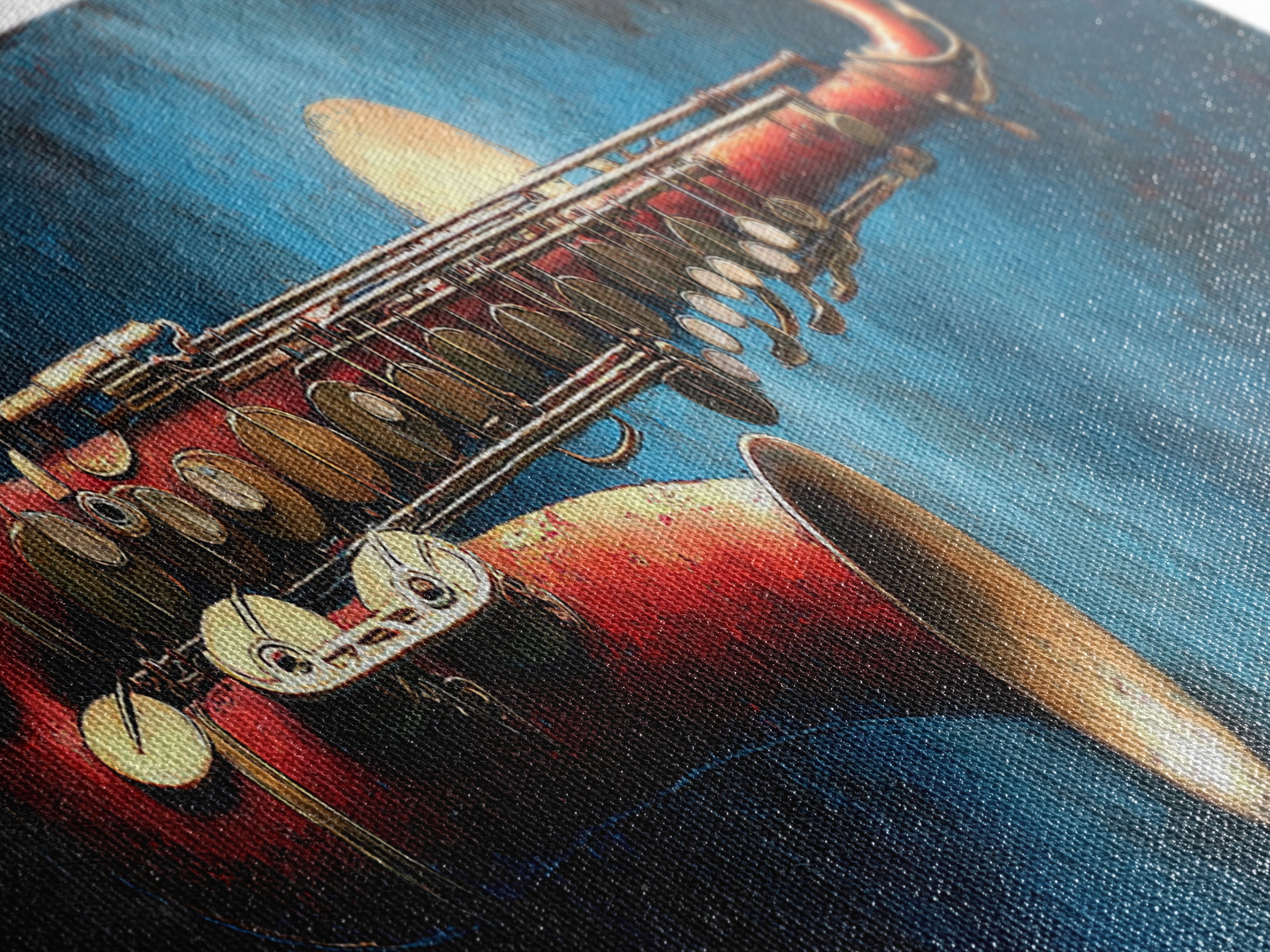 Jazz Saxophone with Smoky Blue Background Canvas Print, Music Studio Art, Wall Art Printable, Studio Decor, Fine Art, Rhythm, MSA-3x1-42