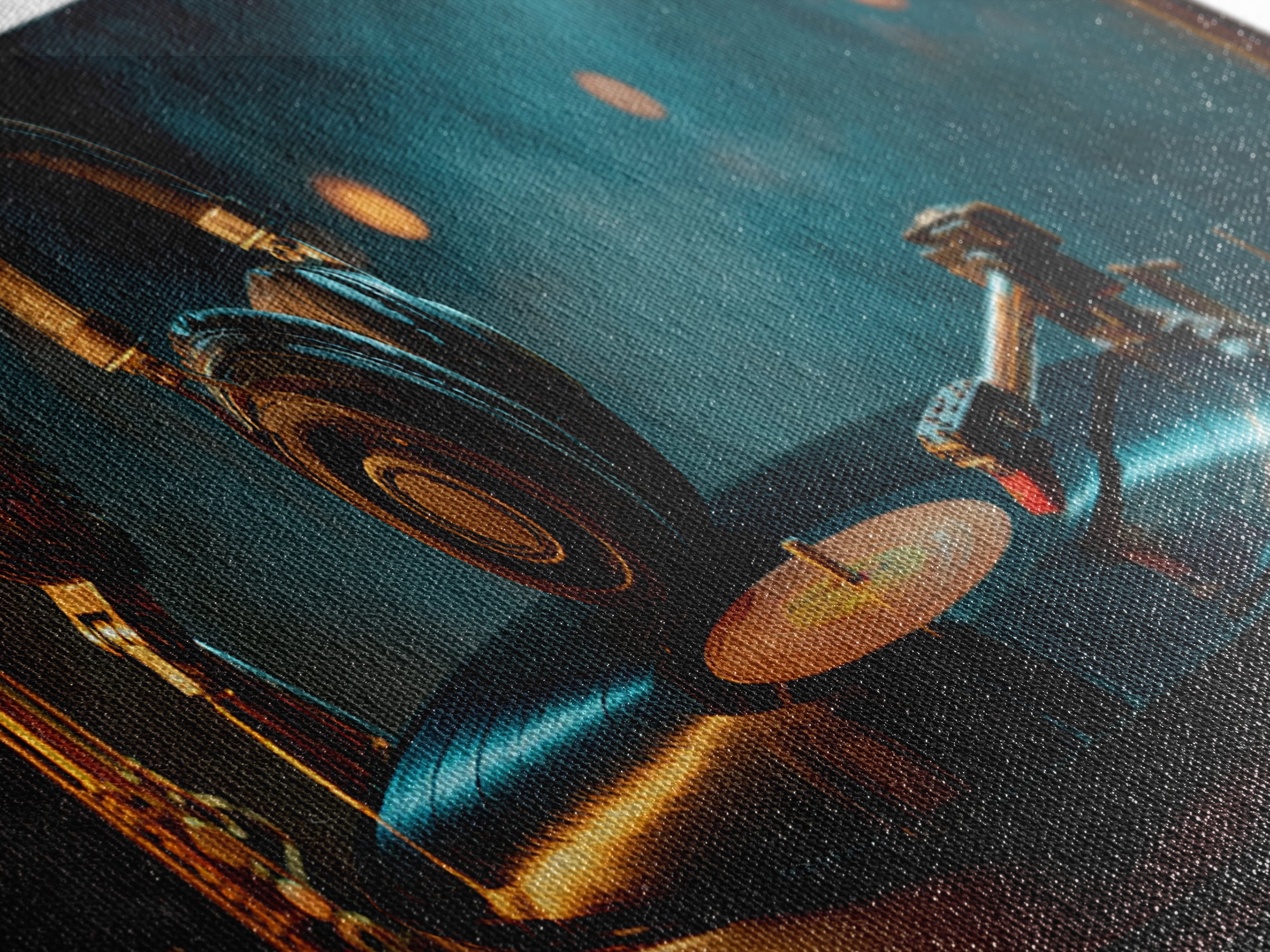 Headphones Around a Glowing Record Canvas Print, Music Studio Art, Modern Wall Art, Studio Decor, Fine Art, Rhythm, Boho Art, MSA-3x1-75