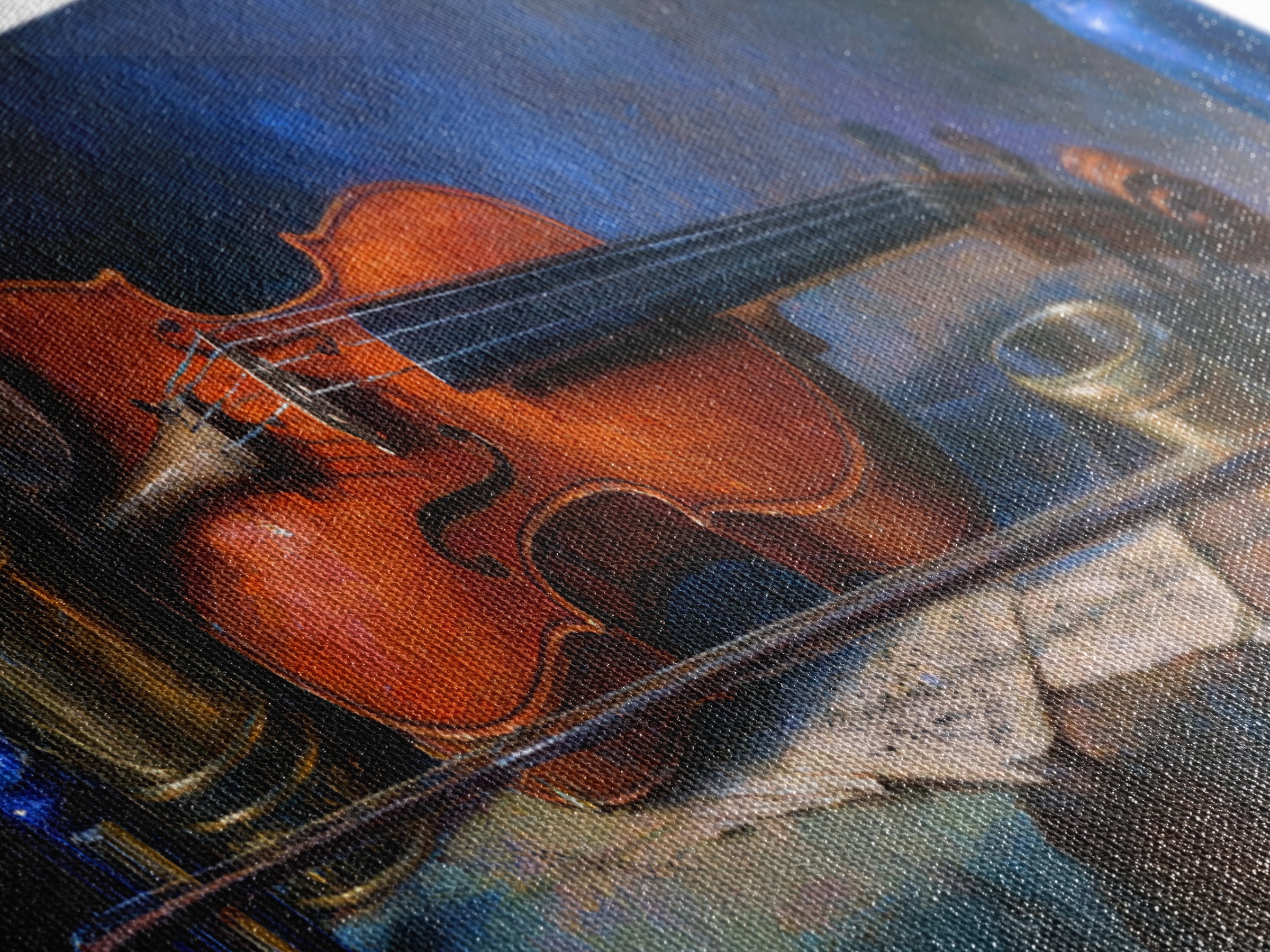 Violin and Bow Canvas Print, Music Studio Art, Wall Decor, Studio Decor, Rhythm, Wall Art Printable, Digital Download Art, MSA-3x1-80