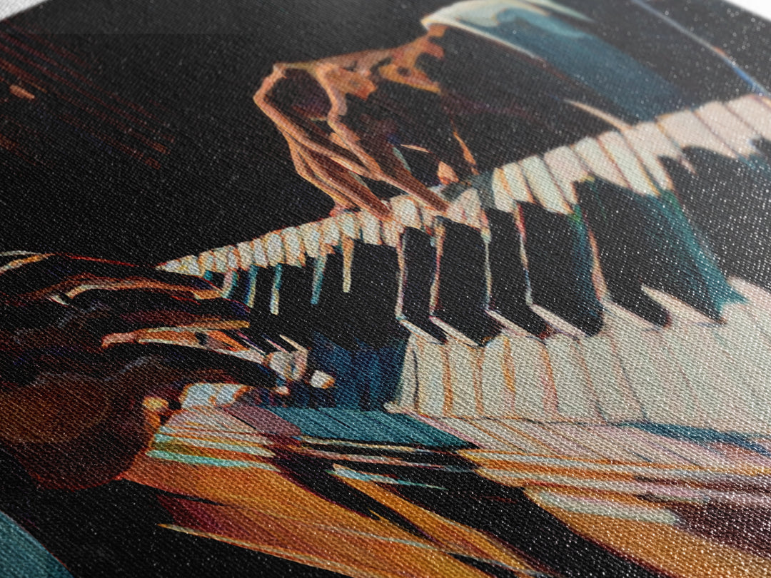 Piano Keys with Hands in Cinematic Shadow Canvas Print, Music Studio Art, Music Lover, Studio Decor, Fine Art, Rhythm, MSA-3x1-93