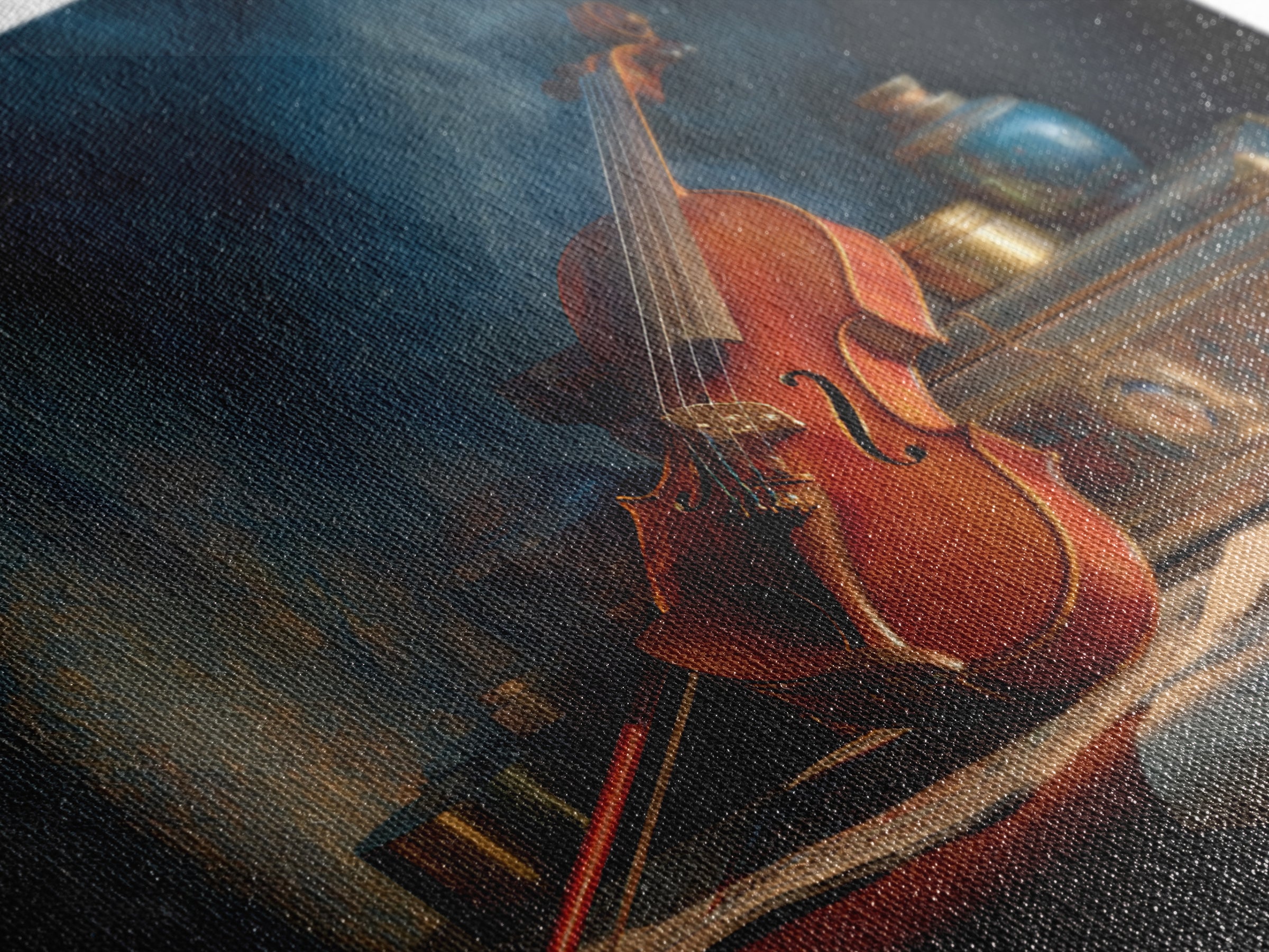 Violin and Bow Framed Canvas Print, Music Studio Art, Wall Art Printable, Studio Decor, Fine Art, Rhythm, Music Gift, MSA-3x2-20