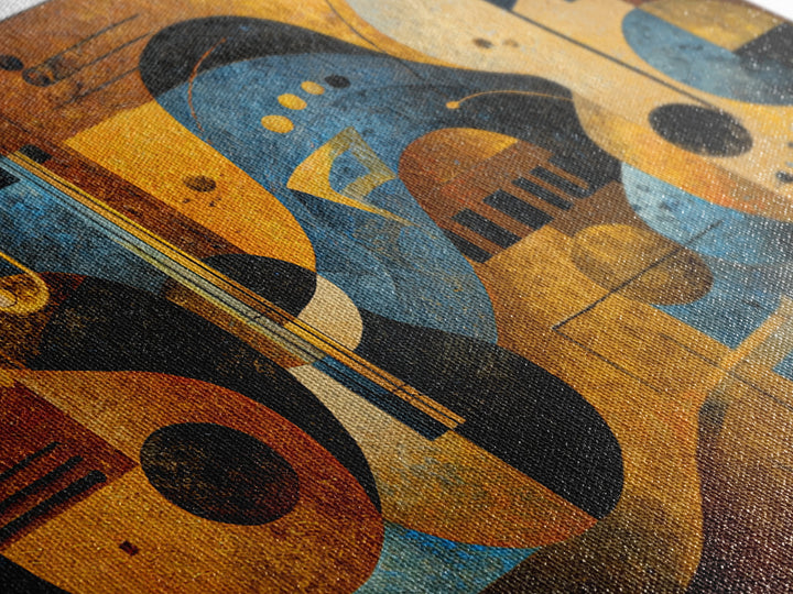 Musical Notes as Abstract Floating Shapes Without Canvas Print, Music Studio Art, Commission Painting, Studio Decor, Rhythm, MSA-3x2-40