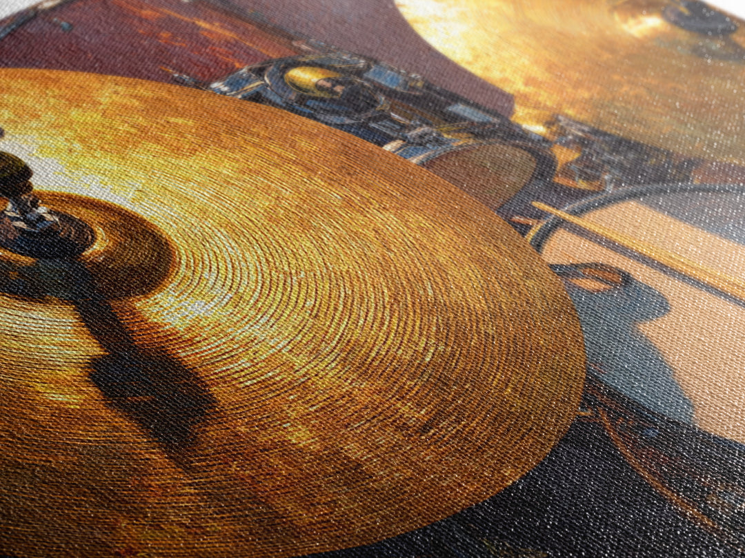 Gold Cymbal Closeup Canvas Print, Music Studio Art, Painting from Photo, Studio Decor, Abstract Art, Rhythm, MSA-3x2-52