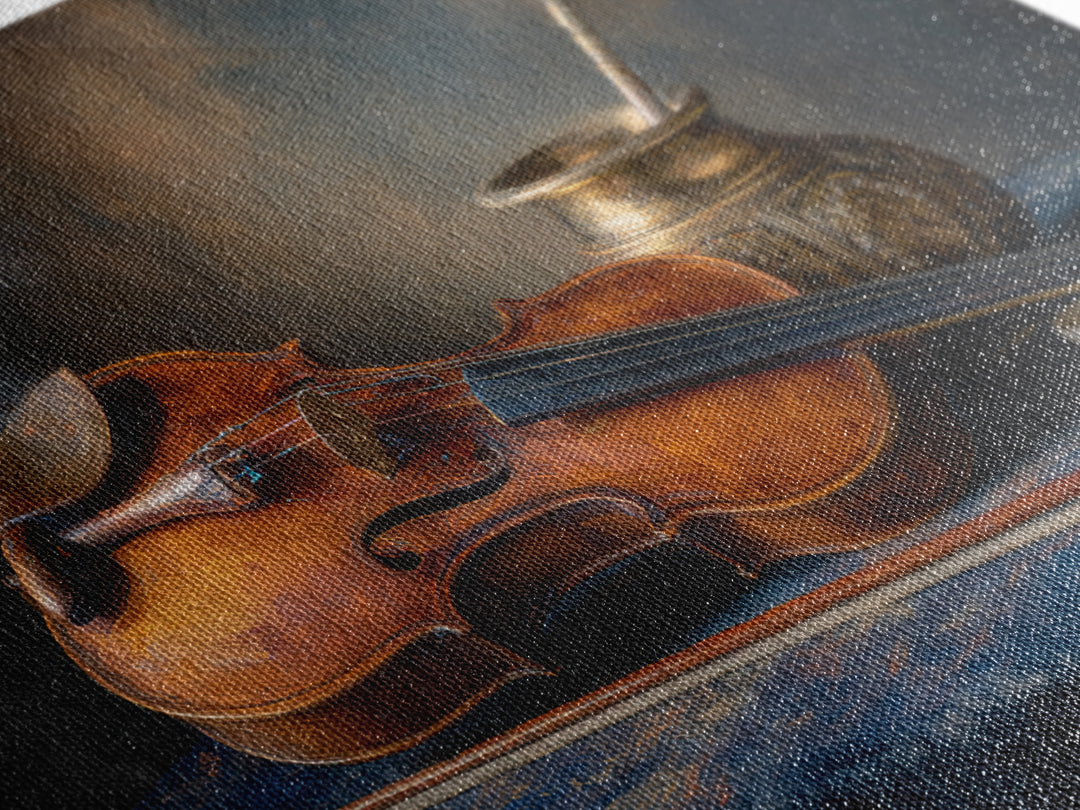 Violin and Bow Canvas Print, Music Studio Art, Neutral Decor, Studio Decor, Fine Art, Rhythm, Wall Art, Home Decor, Wall Decor, MSA-3x2-68