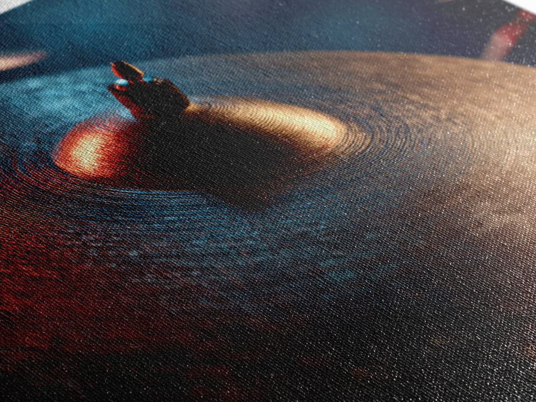 Gold Cymbal Closeup Canvas Print, Music Studio Art, Music Lover Gift, Studio Decor, Watercolor Art, Rhythm, Textured Painting, MSA-3x2-76