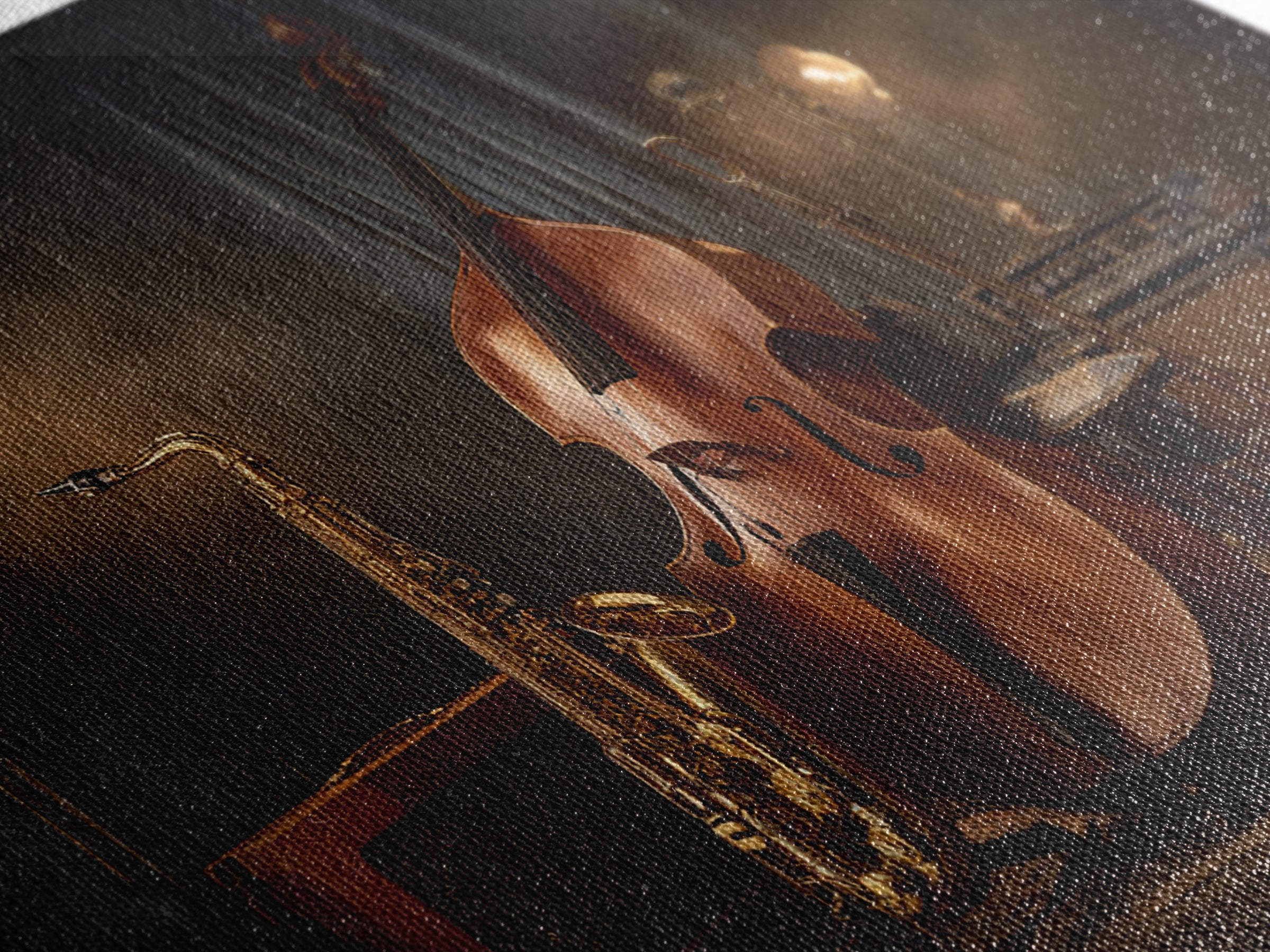 Cello Leaning Against Dark Velvet Backdrop Framed Canvas Print, Music Studio Art, Music Gift, Studio Decor, Fine Art, Rhythm, MSA-3x2-85