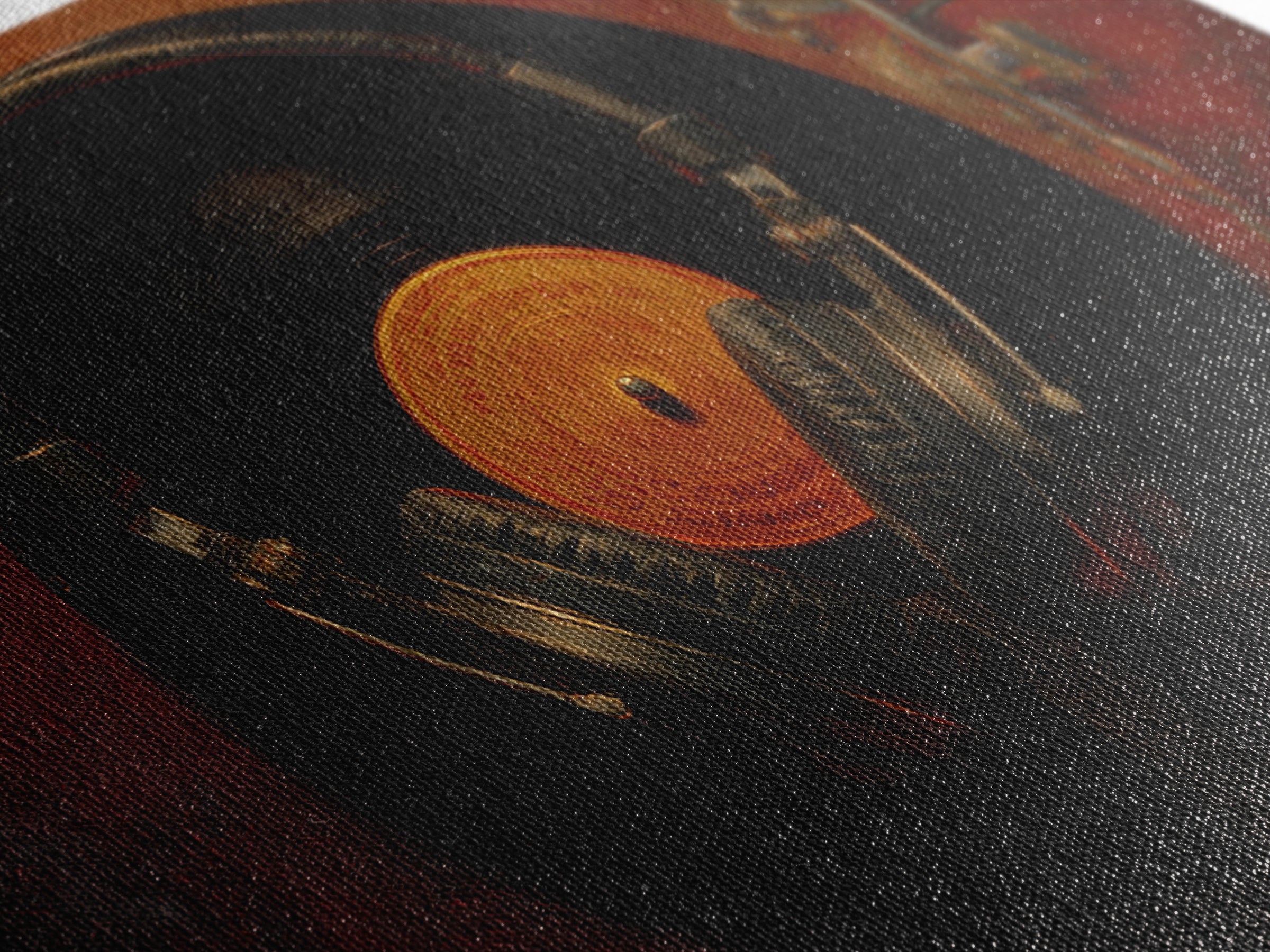 Headphones Around a Glowing Record Framed Canvas Print, Music Studio Art, Fine Art Print, Studio Decor, Fine Art, Rhythm, MSA-3x2-87