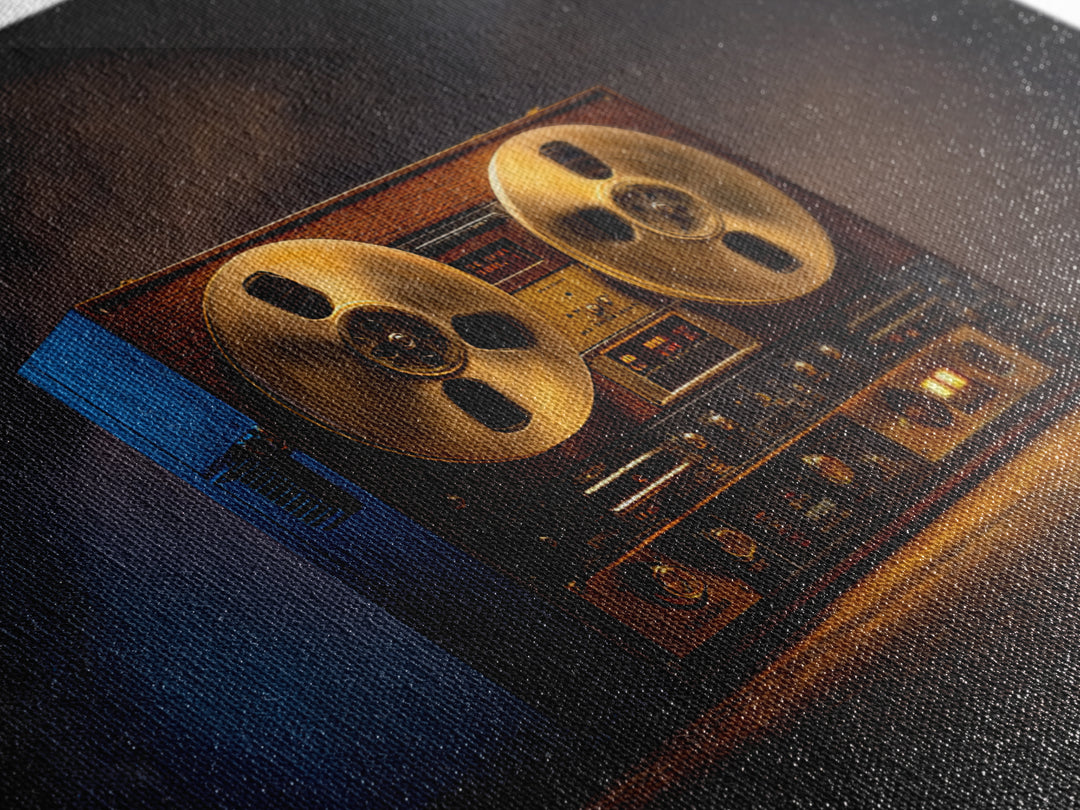 Recording Tape Reel Framed Canvas Print, Music Studio Art, Commission Painting, Studio Decor, Fine Art, Rhythm, Neutral Decor, MSA-3x2-90