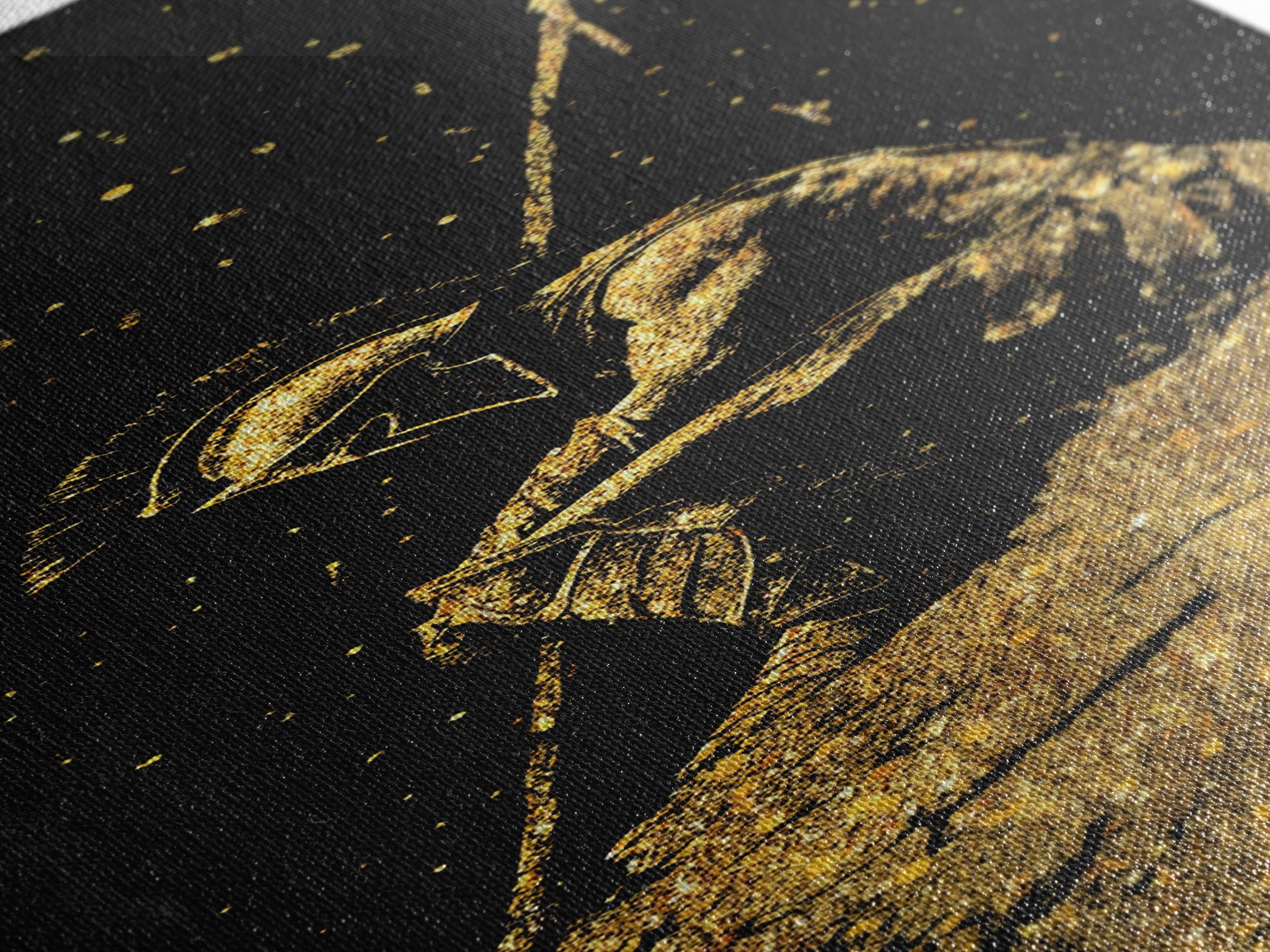 Spartan Warrior Kneeling With Spear, Gold Canvas Print, Ancient Greek Soldier Wall Art, Real Wood Frame Decor
