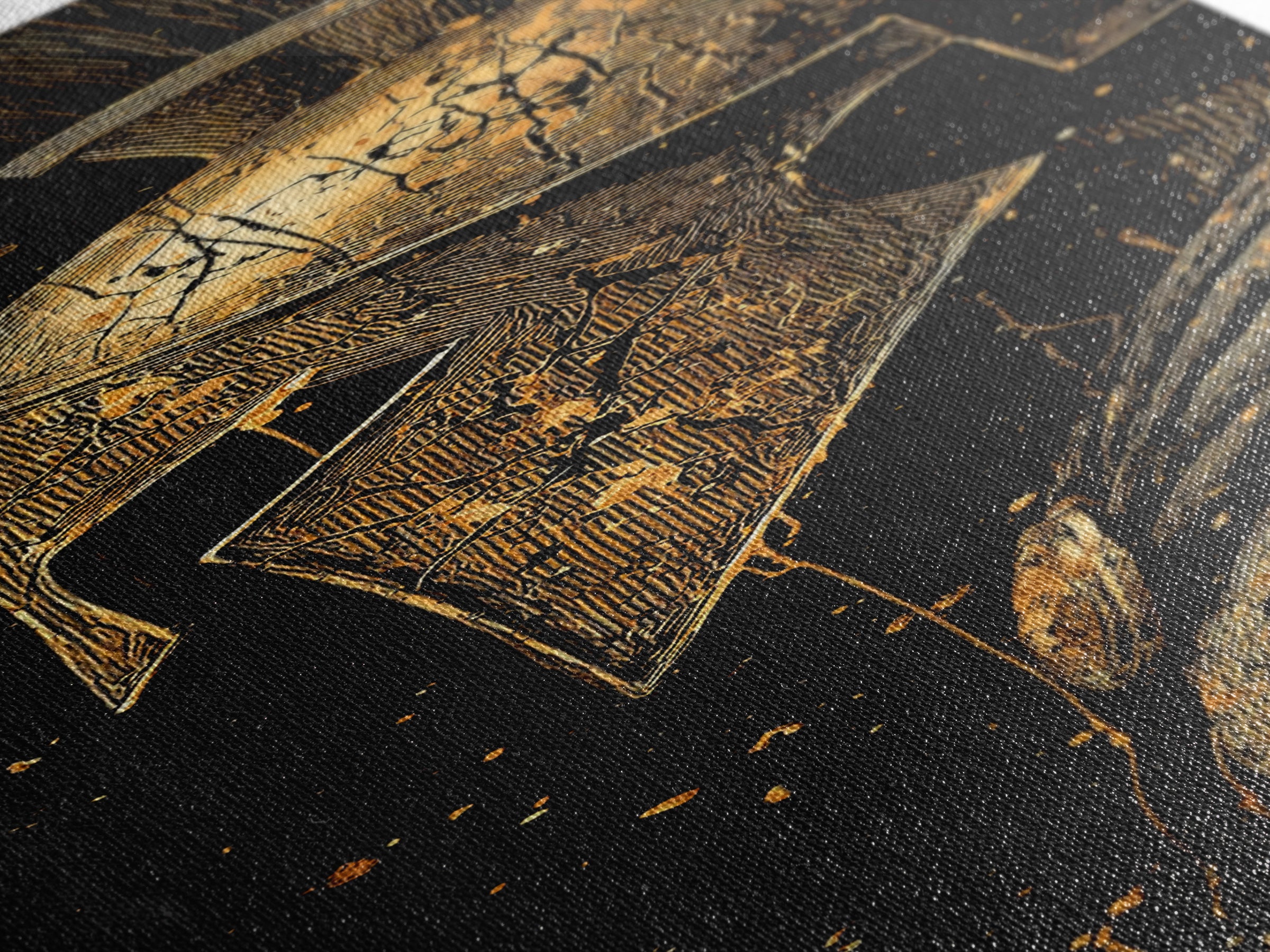 Spartan Helmet Close Up Artwork, Gold Canvas Print, Ancient Greek Warrior Wall Art, Real Wood Frame Decor