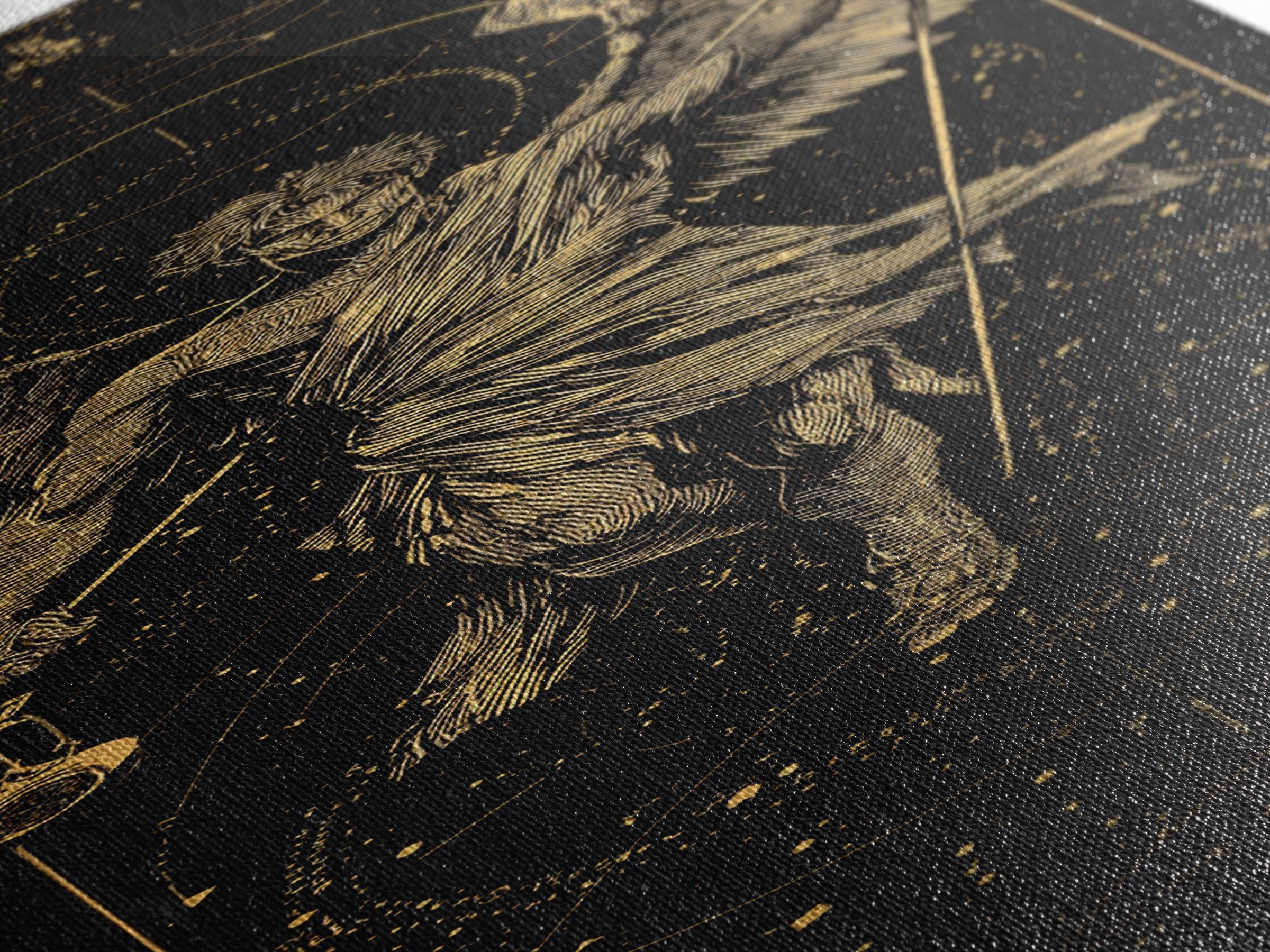 Gold Canvas Print, Astraeus Titan Of Stars Wall Art, Mythical Constellation Decor, Real Wood Frame