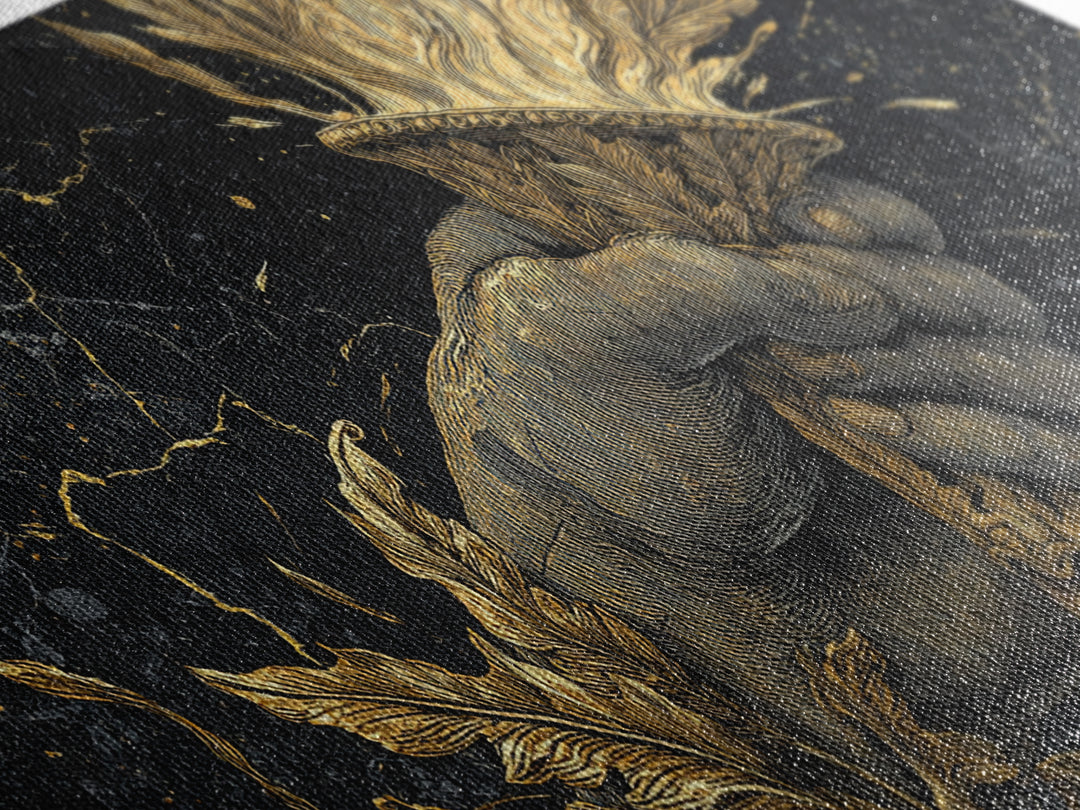 Gold Torch of Triumph Print, Detailed Hand and Flame, Wood Framed Map Wall Décor for Victory and Inspiration Themes