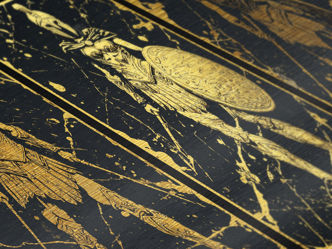 Greek Warrior Triptych Print, Spartan Female Soldiers Artwork, Metallic Gold Art, Ancient Greece Wall Decor, Mythic Battle Scene