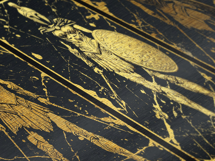 Greek Warrior Triptych Print, Spartan Female Soldiers Artwork, Metallic Gold Art, Ancient Greece Wall Decor, Mythic Battle Scene