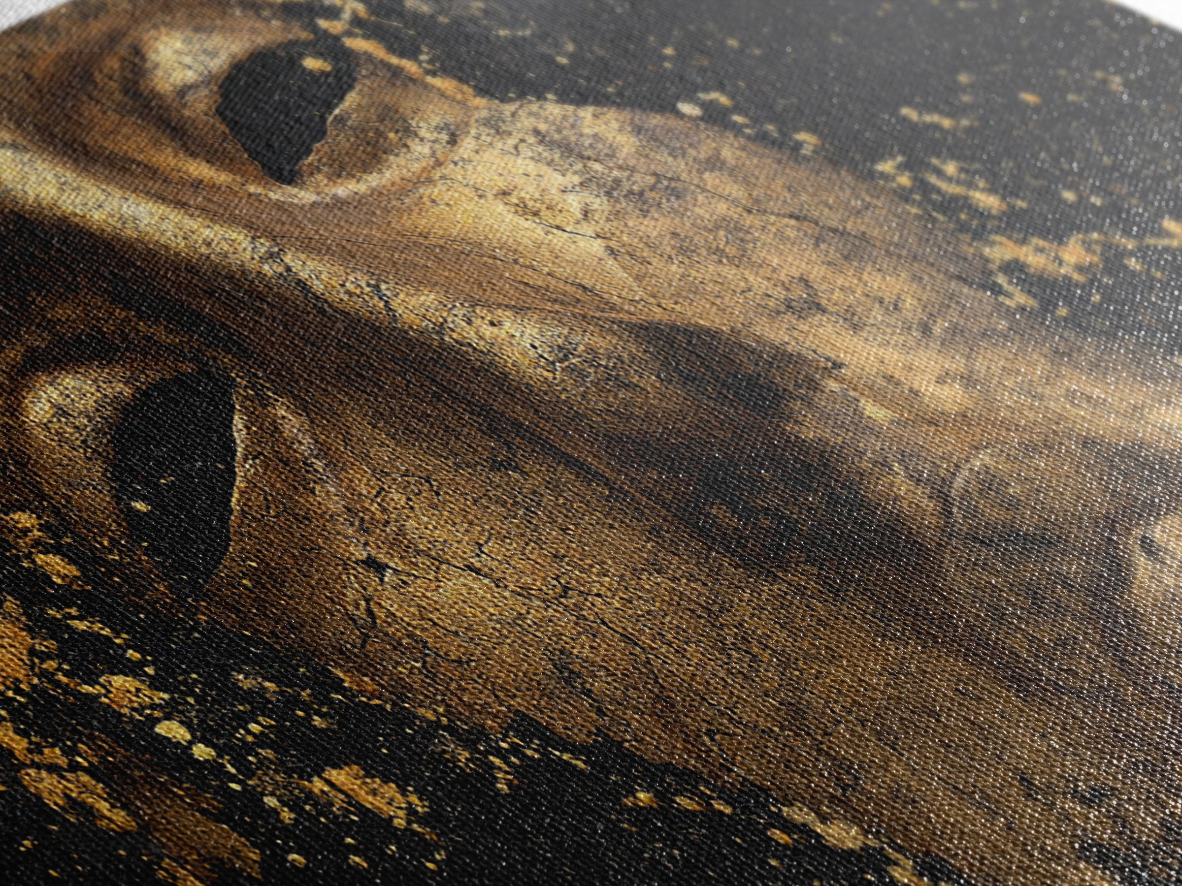 Cracked Golden Face Sculpture, Ancient Greek Mask Artwork, Gold Canvas Art, Classical Wall Decoration, Timeless Antiquity Print