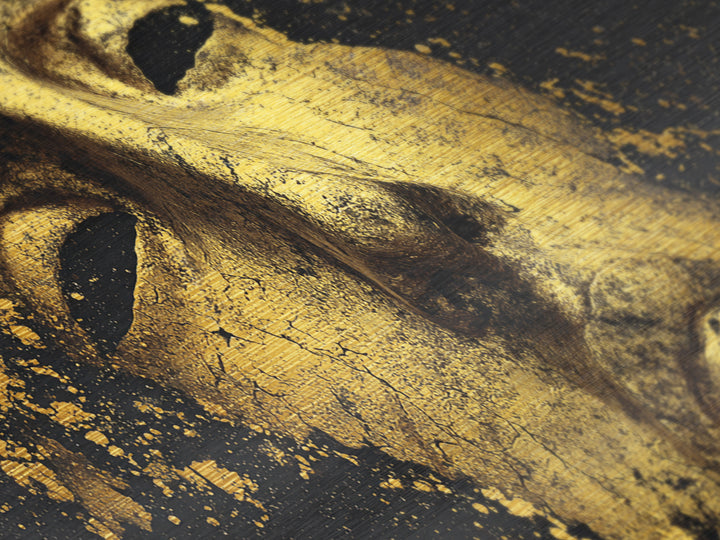 Cracked Golden Face Sculpture, Ancient Greek Mask Artwork, Metallic Gold Art, Classical Wall Decoration, Timeless Antiquity Print