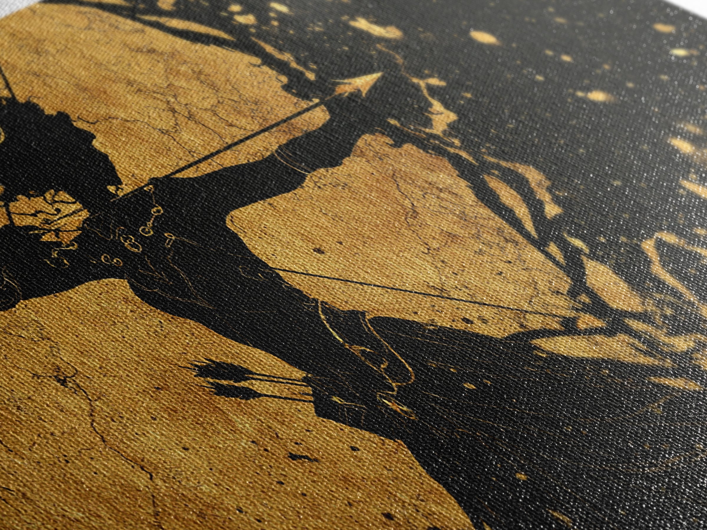Artemis Goddess Of The Hunt And Moon, Gold Canvas Art, Elegant Greek Mythology Wall Decor, Celestial Classical Home Accent