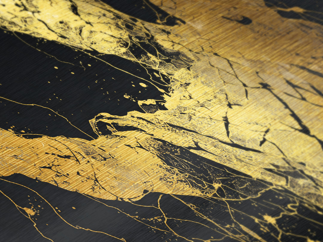 Metallic Gold Art, Colossus Greek Titan, Mythological Warrior Wall Decor, Black and Gold Metal Print, Ancient Greece Home Accent