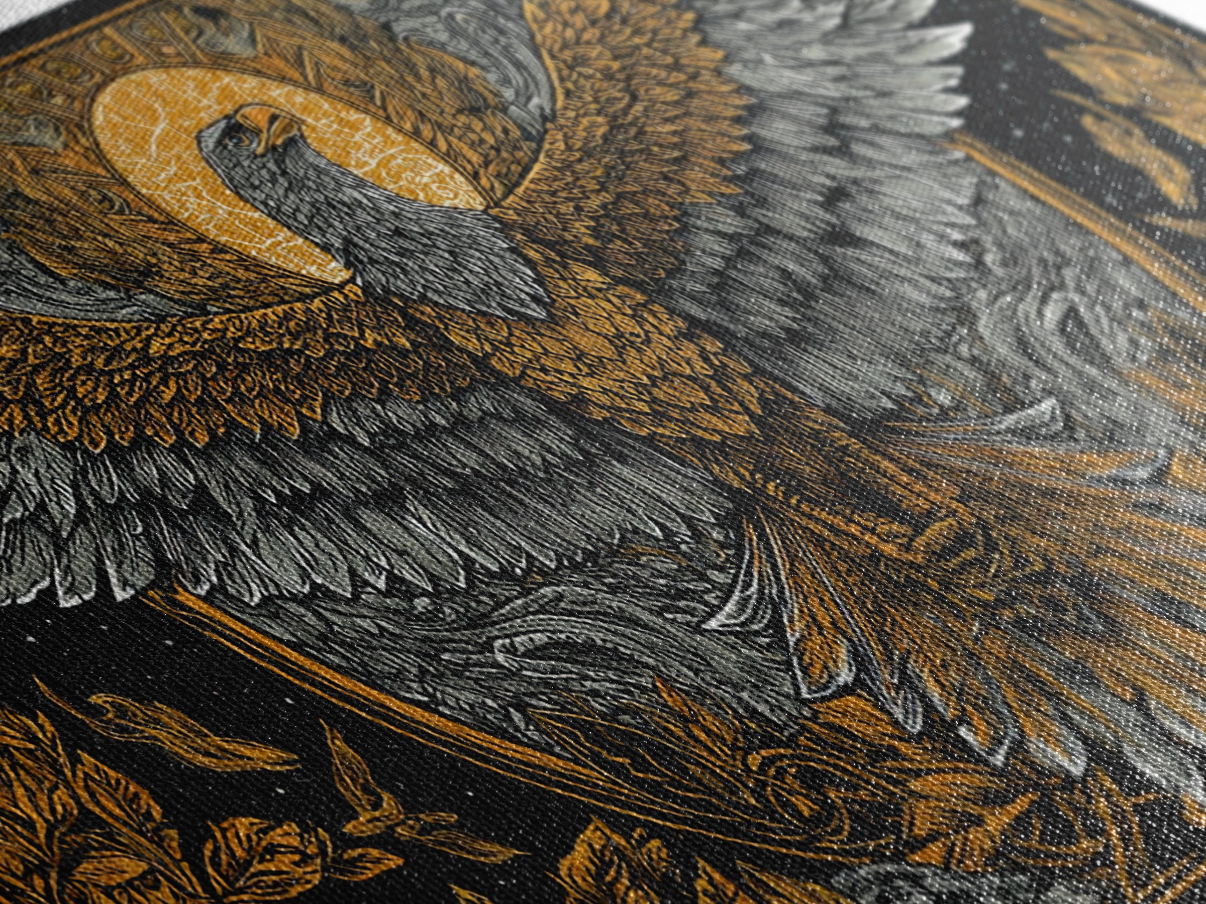 Ganymede Gold Canvas Art, Greek Mythology Canvas Print, Eagle God Wall Decor, Real Wood Frame, Luxury Canvas Artwork For Home Or Office