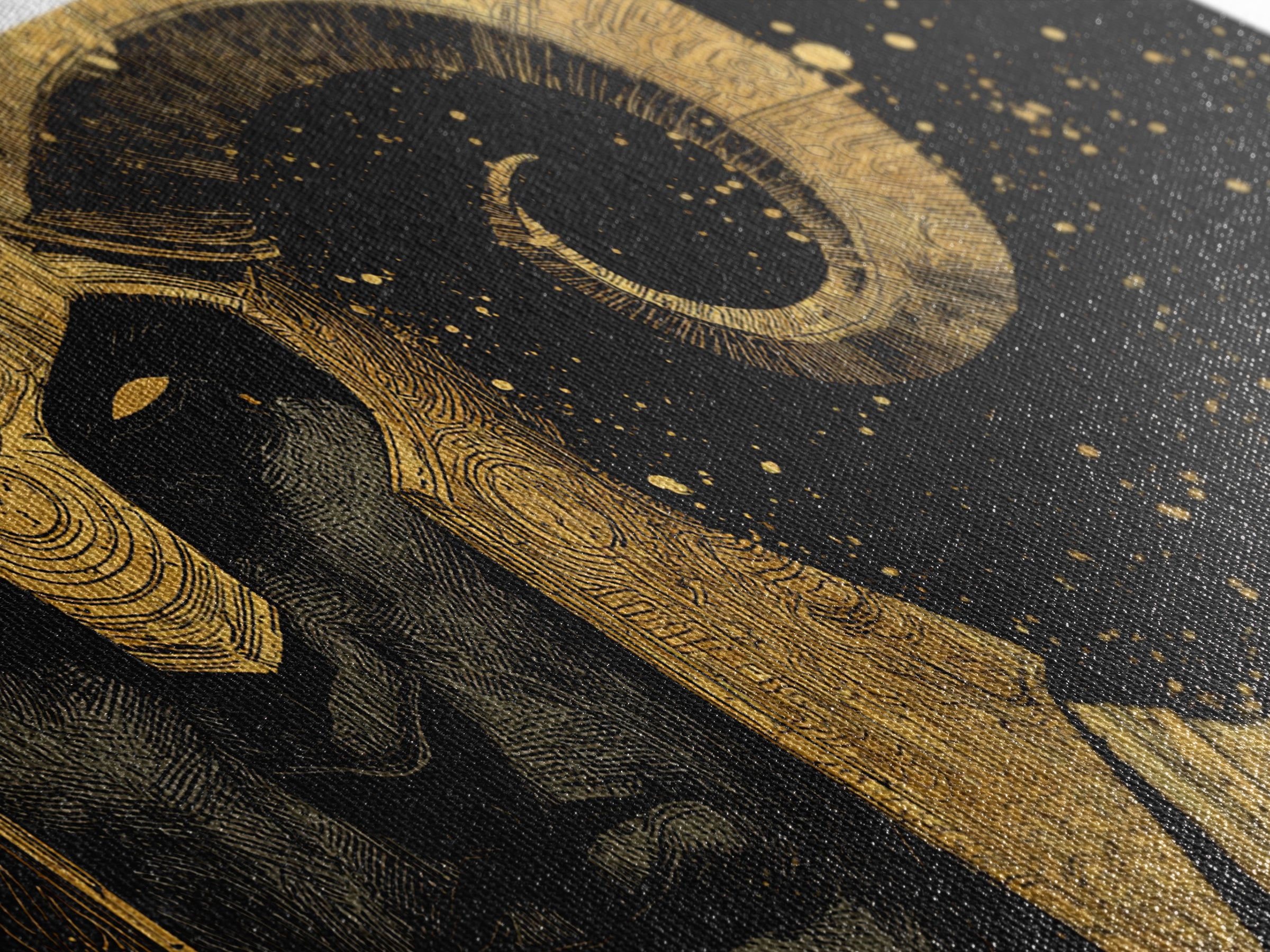 Hades Gold Canvas Art, Greek Mythology God of the Underworld, Dark Elegant Wall Decor, Mythical Warrior Artwork for Home