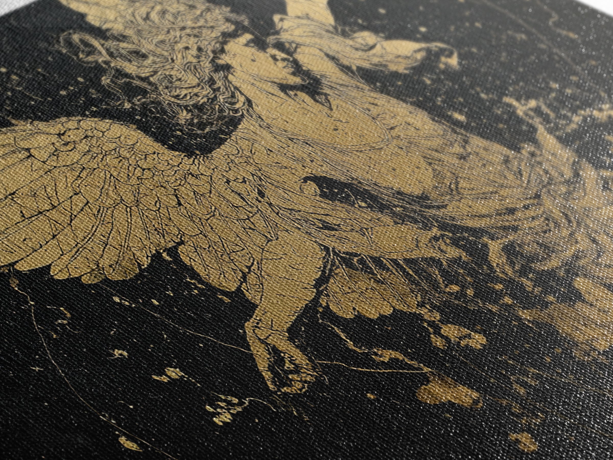 Nike Gold Canvas Art, Greek Goddess Wall Decor, Luxury Mythology Wall Hanging, Real Wood Frame Print, Gold Winged Figure Artwork