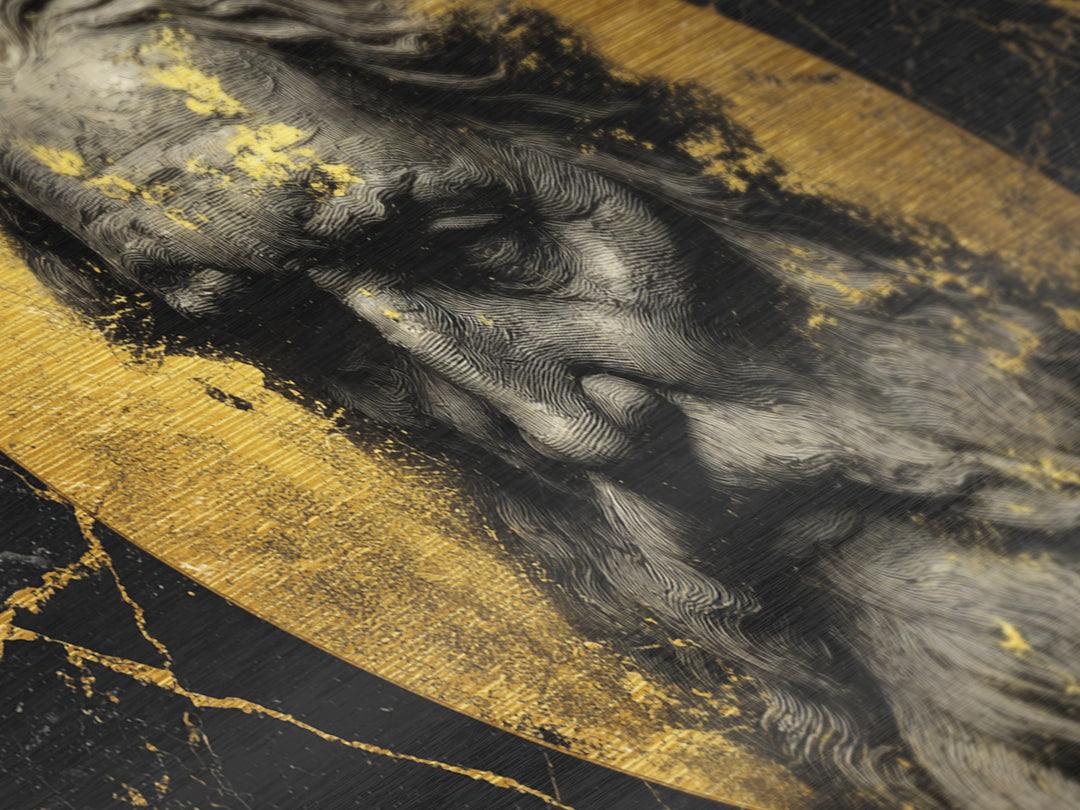 Odin Metallic Gold Metal Print, Norse God Wall Art, Luxury Mythology Decor, Real Wood Frame Artwork, Elegant Viking God Wall Hanging
