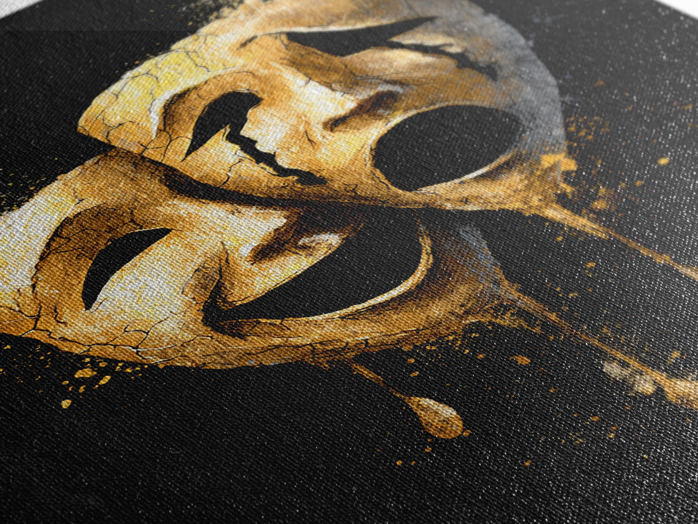 Melting Comedy and Tragedy Masks Canvas Gold Canvas Print – Emotional Theater Wall Art with Real Wood Frame