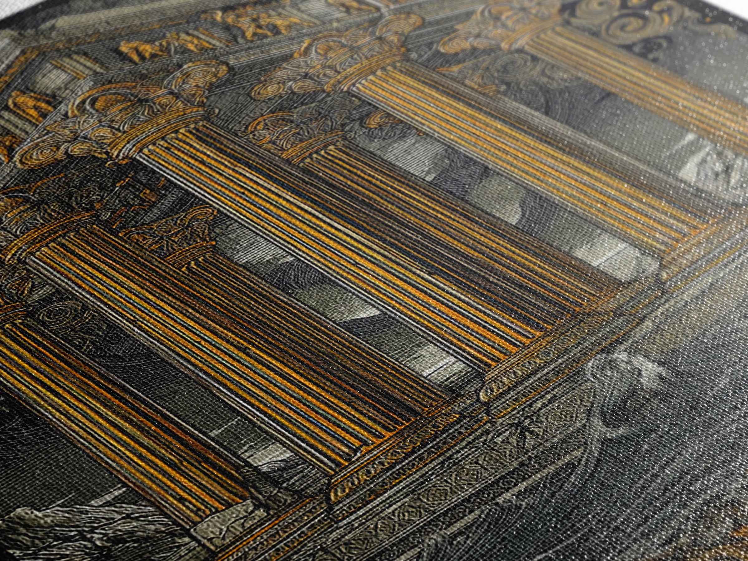 Temple Of The Gods, Mythological Architecture, Canvas Gold Canvas Print, Real Wood Frame Wall Art