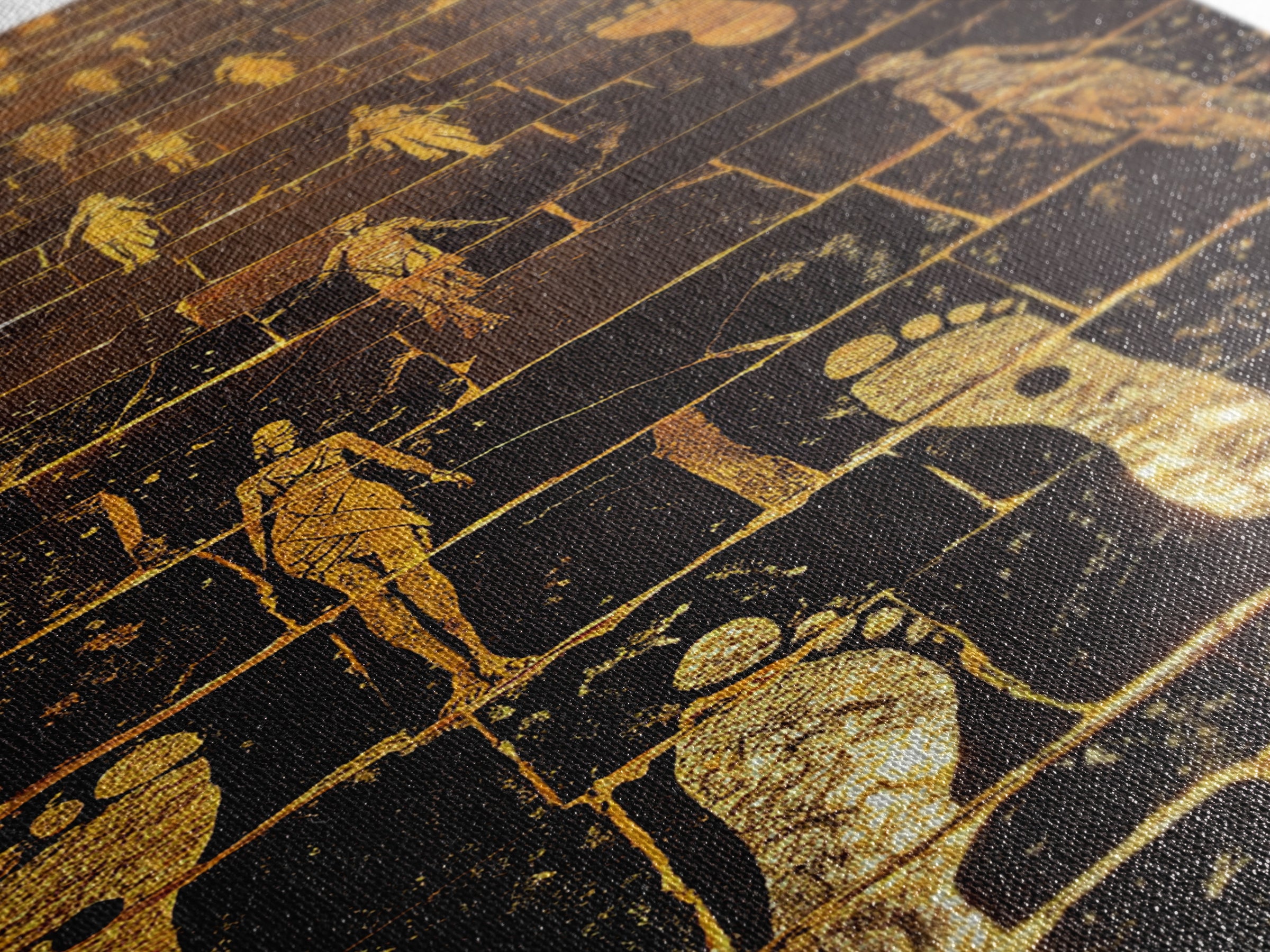 Golden Pathway Of Eternity, Mythic Footsteps, Canvas Gold Canvas Print, Real Wood Frame Wall Art