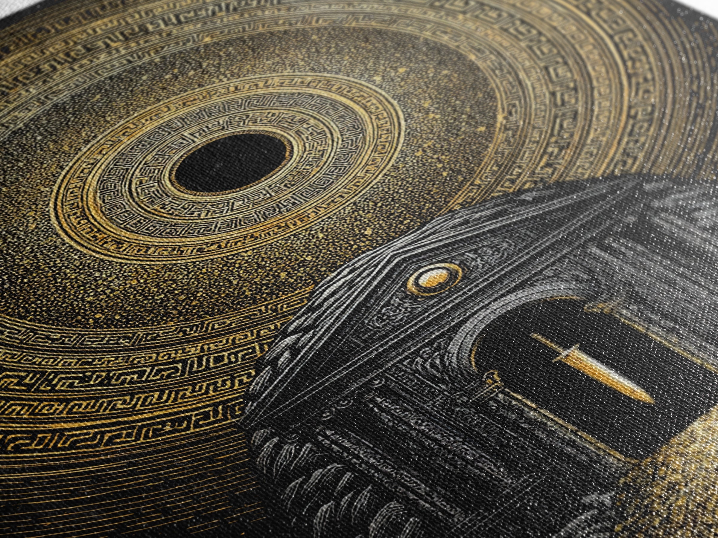 Sword Temple Cosmic Design, Mythology Wall Art, Canvas Gold Canvas Print, Fantasy Decor, Ancient Architecture, Wood Frame