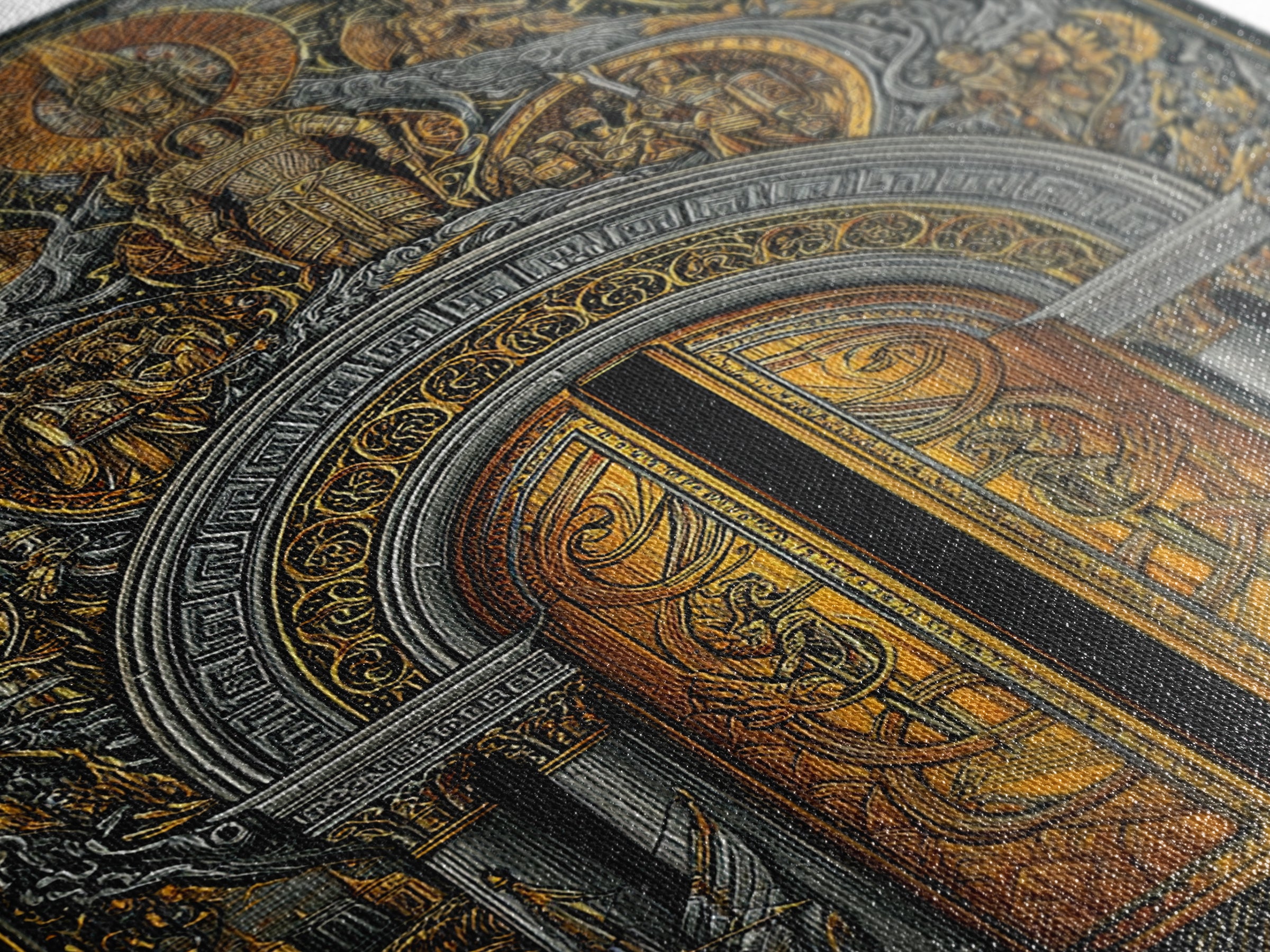 Byzantine Portal of Angels and Kings – Canvas Gold Art, Medieval Religious Canvas Art in Real Wood Frame, Sacred History Wall Art