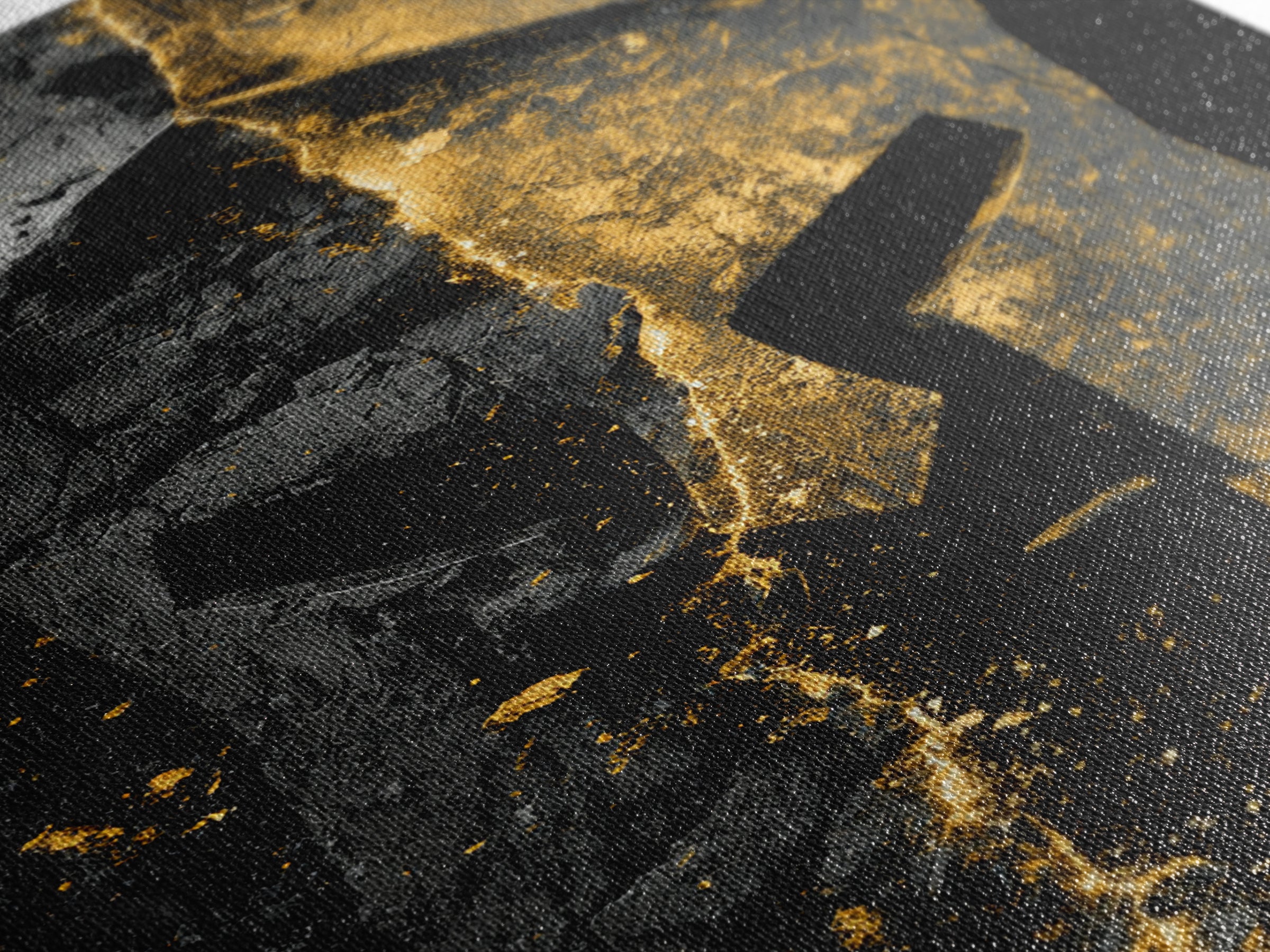 Shattered Spartan Helmet Canvas Gold Canvas Print – Half Black Rock Half Gold Warrior Art – Real Wood Frame Home Wall Decor