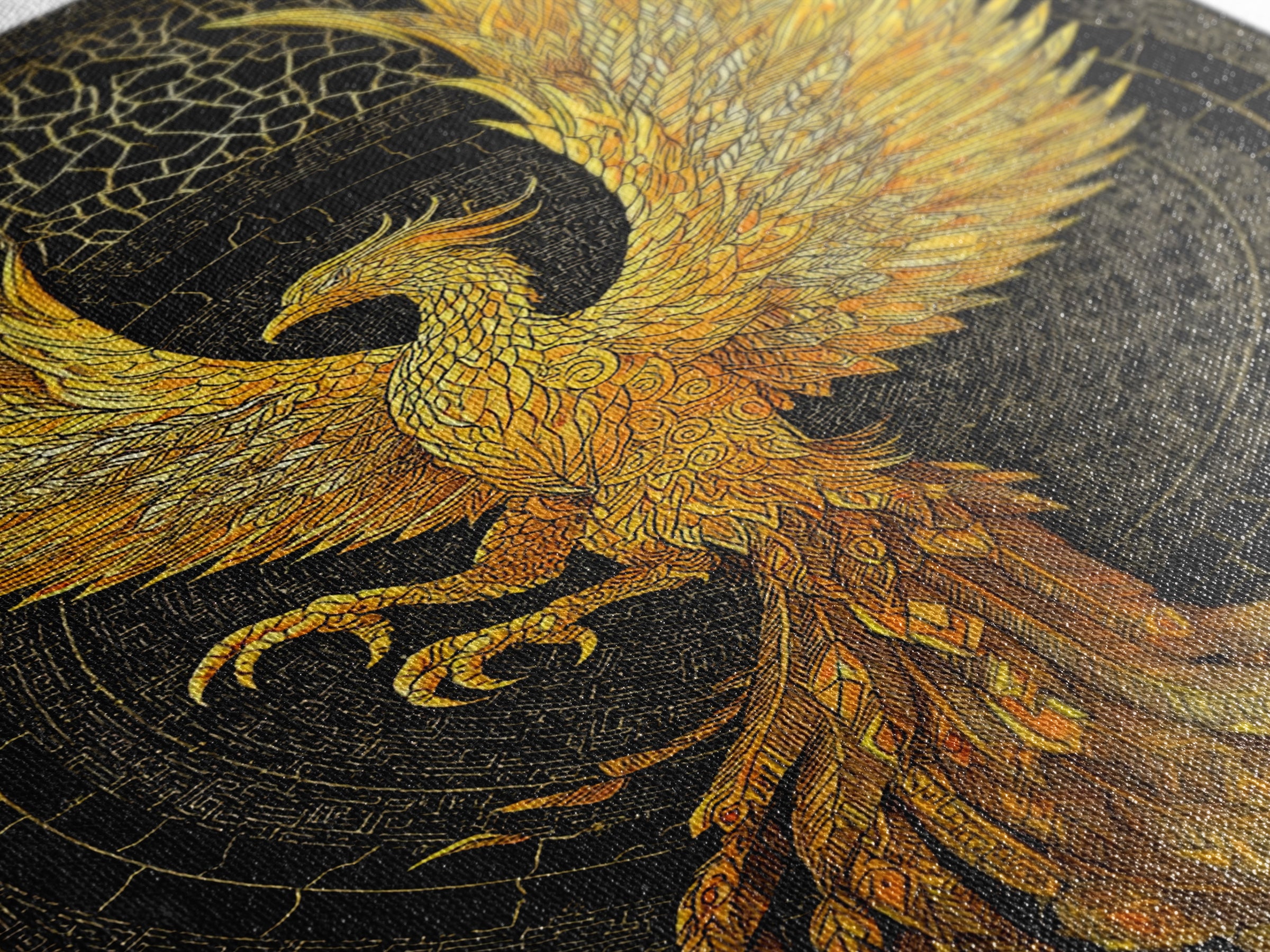 The Radiant Phoenix – Wings of Sunfire and Immortality, Canvas Art, Canvas Gold Print, Canvas Wall Art, Man Cave Decor